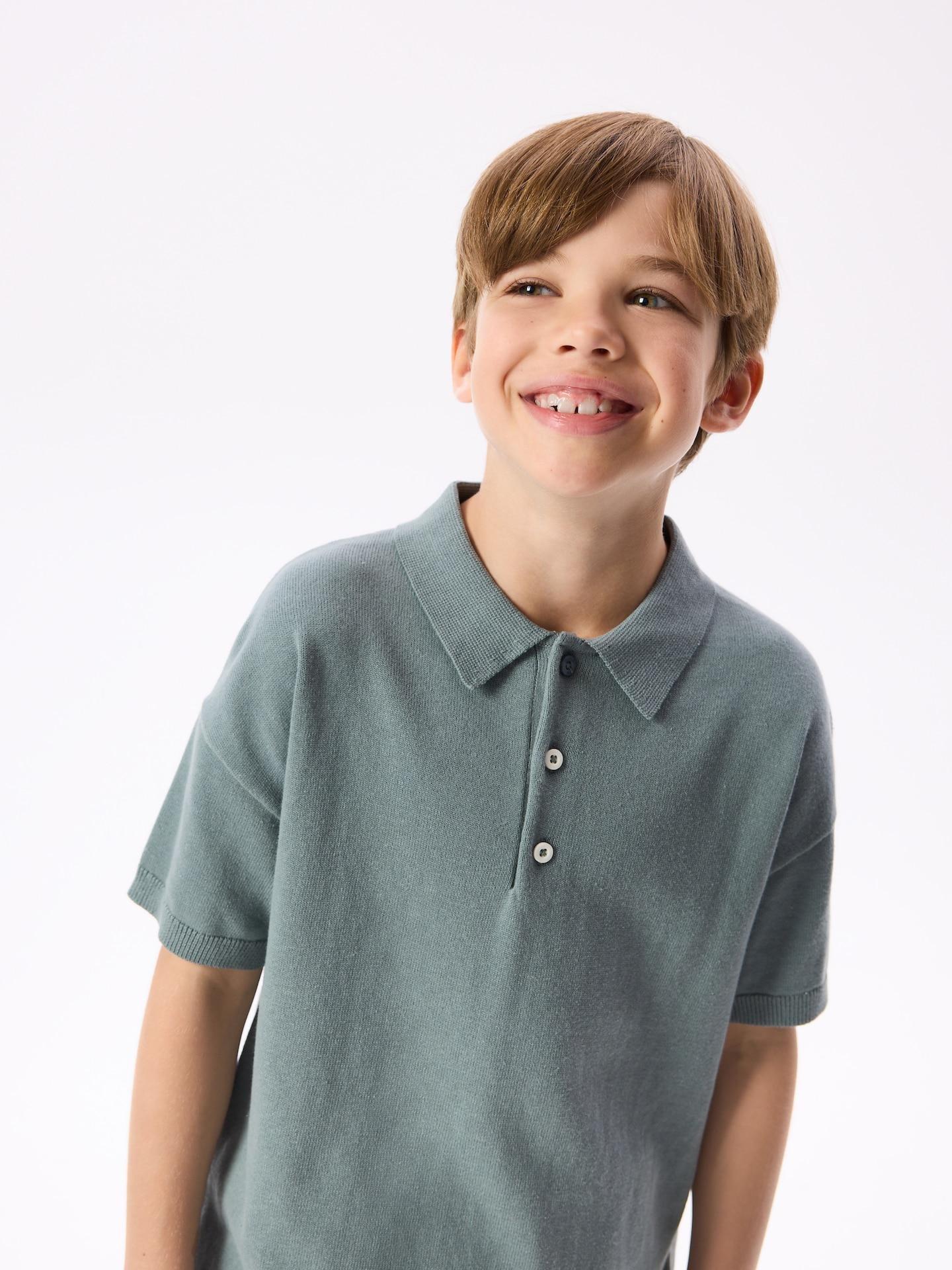 Blue Polo Jumper, Turquoise, large image number 4