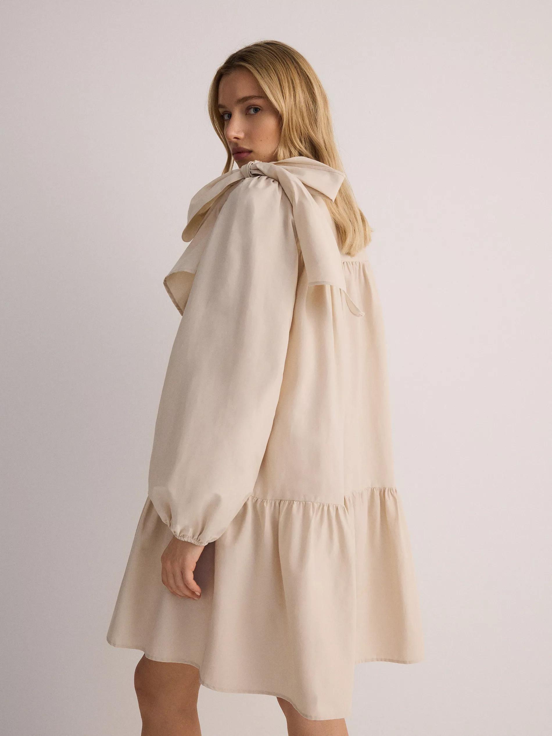 Cream Dress With Decorative Tie Detail, , large image number 2