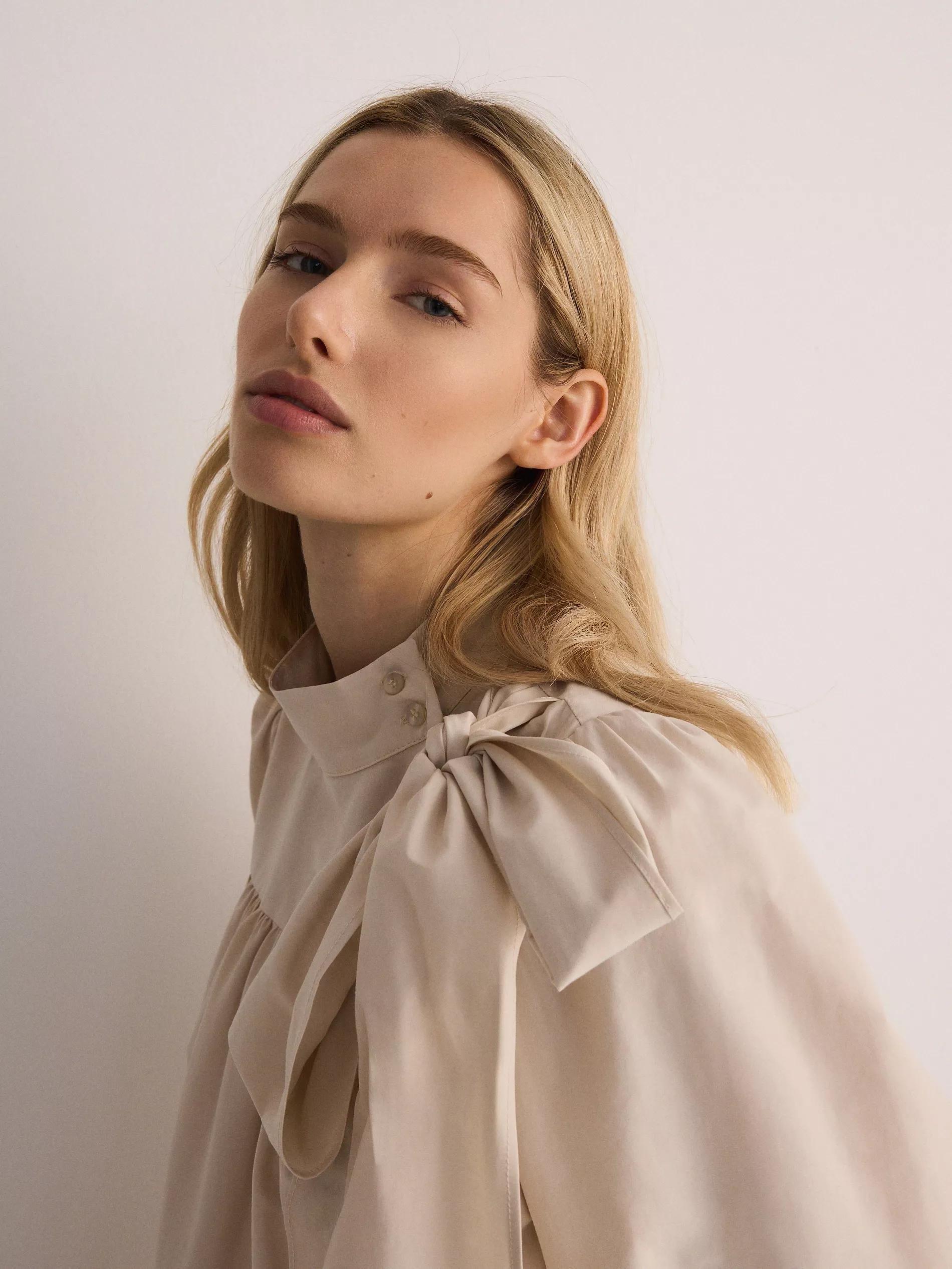 Cream Dress With Decorative Tie Detail, , large image number 3