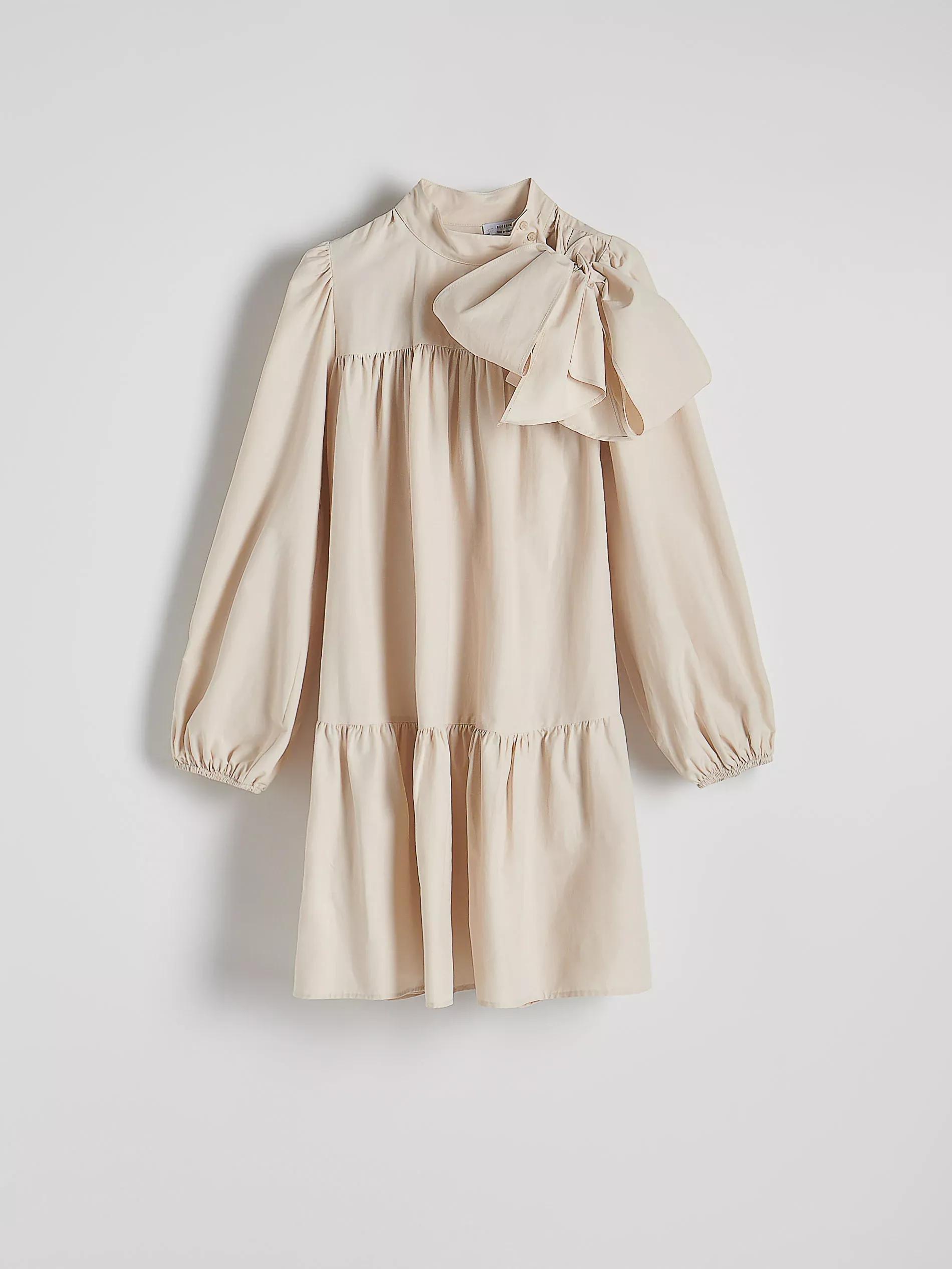 Cream Dress With Decorative Tie Detail, , large image number 4