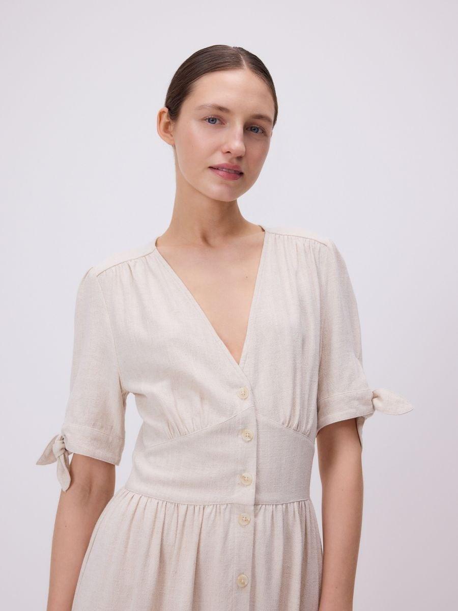Beige Linen Blend Maxi Dress, , large image number 1