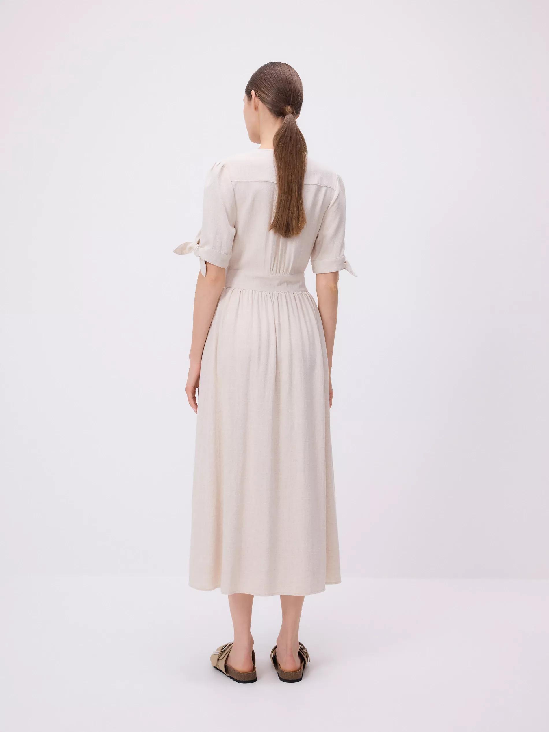 Beige Linen Blend Maxi Dress, , large image number 2