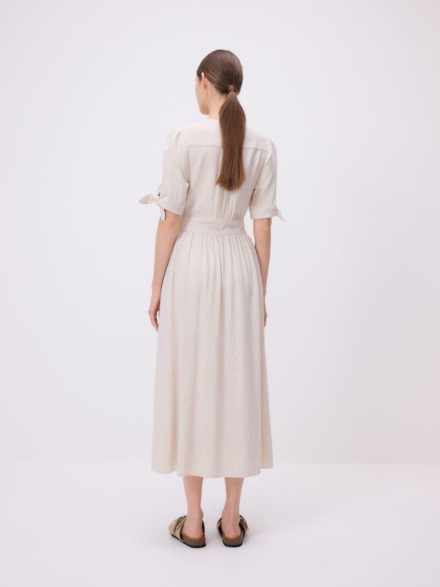 Beige Linen Blend Maxi Dress, , large image number 2