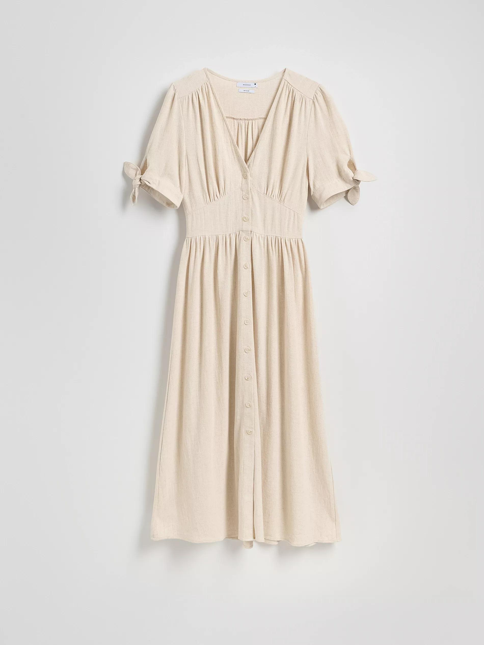 Beige Linen Blend Maxi Dress, , large image number 4