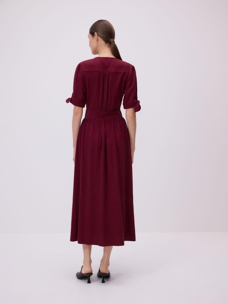 Maroon Linen Blend Maxi Dress, , large image number 1