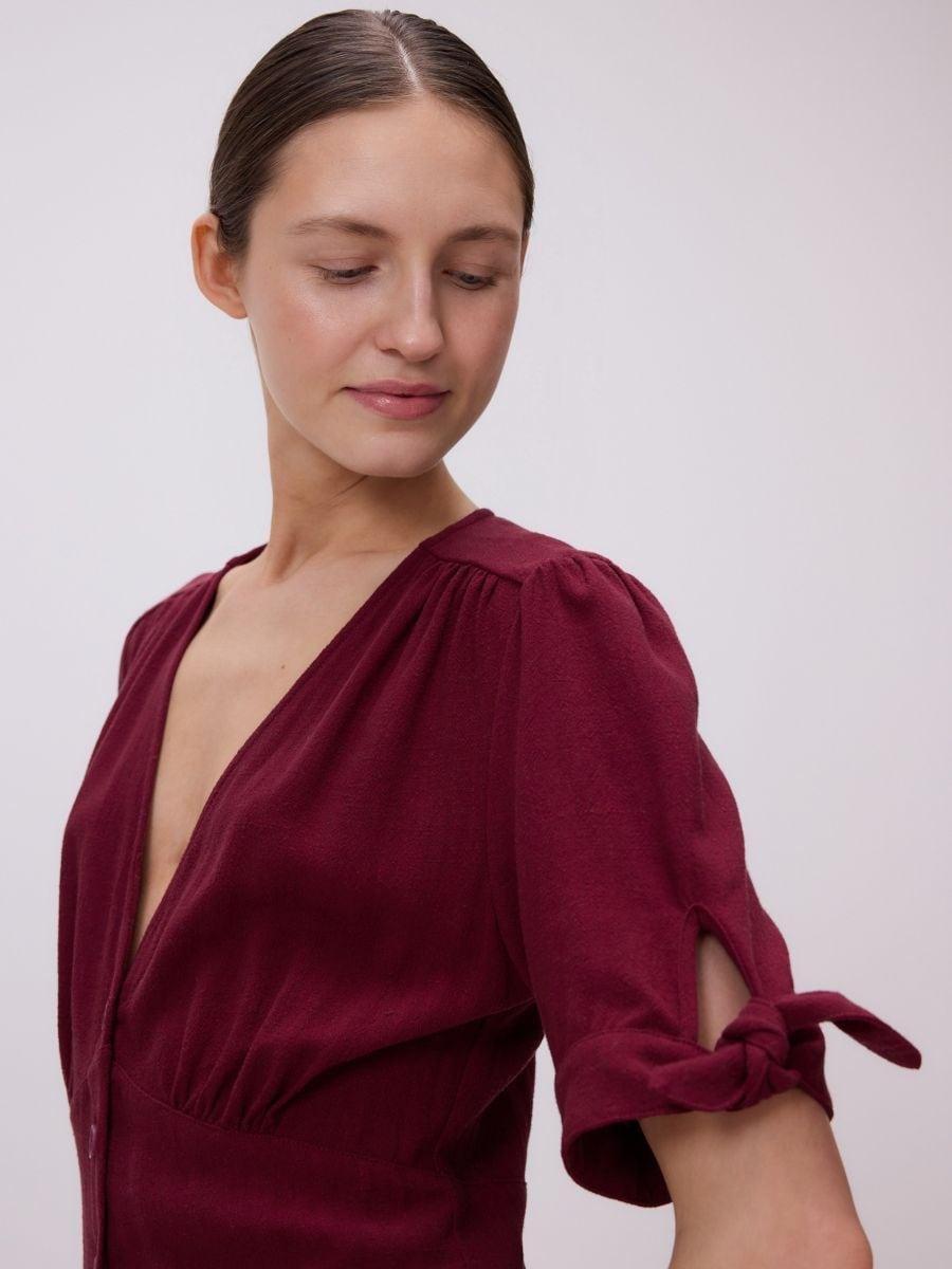 Maroon Linen Blend Maxi Dress, , large image number 2