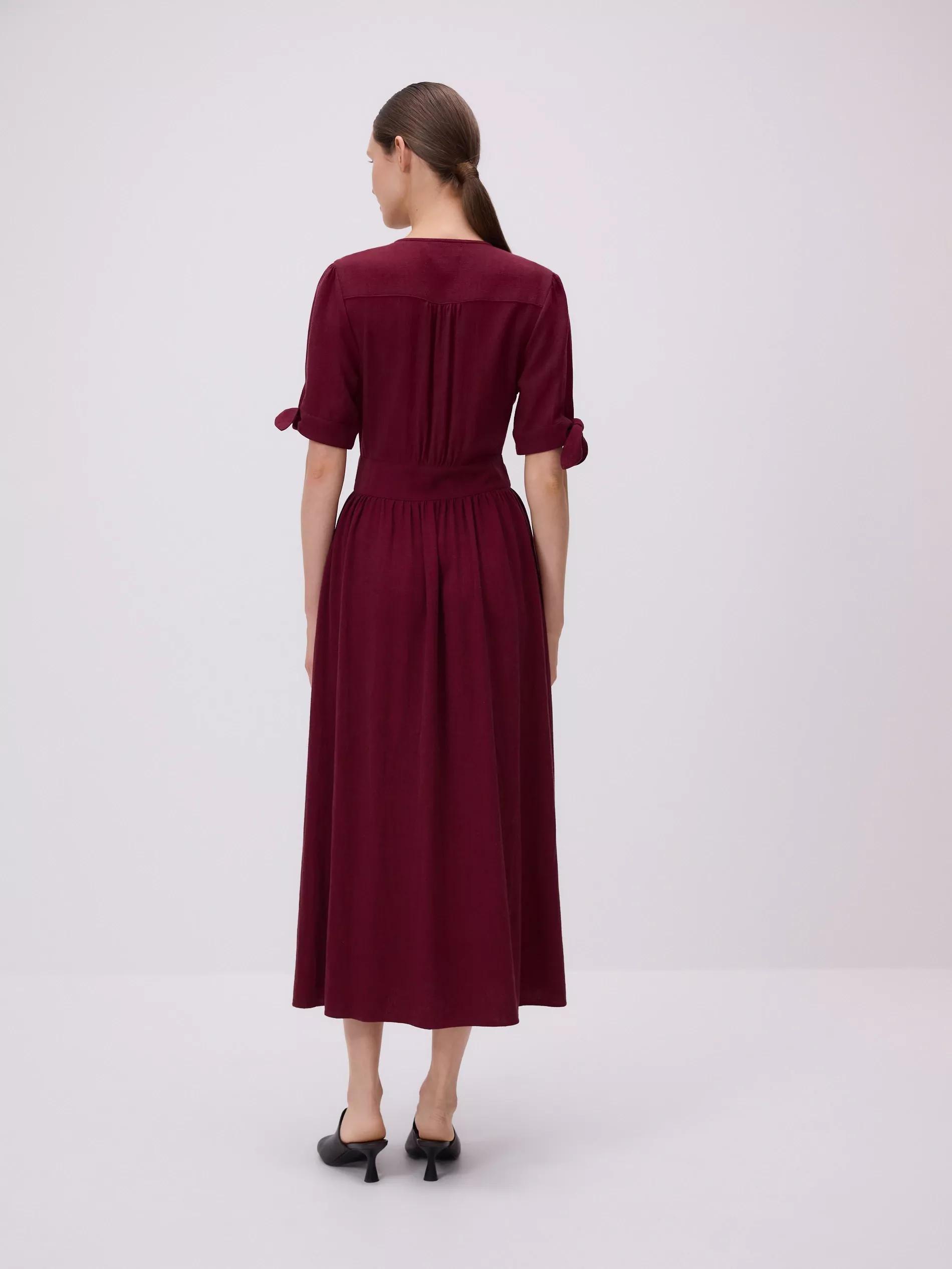 Maroon Linen Blend Maxi Dress, , large image number 3