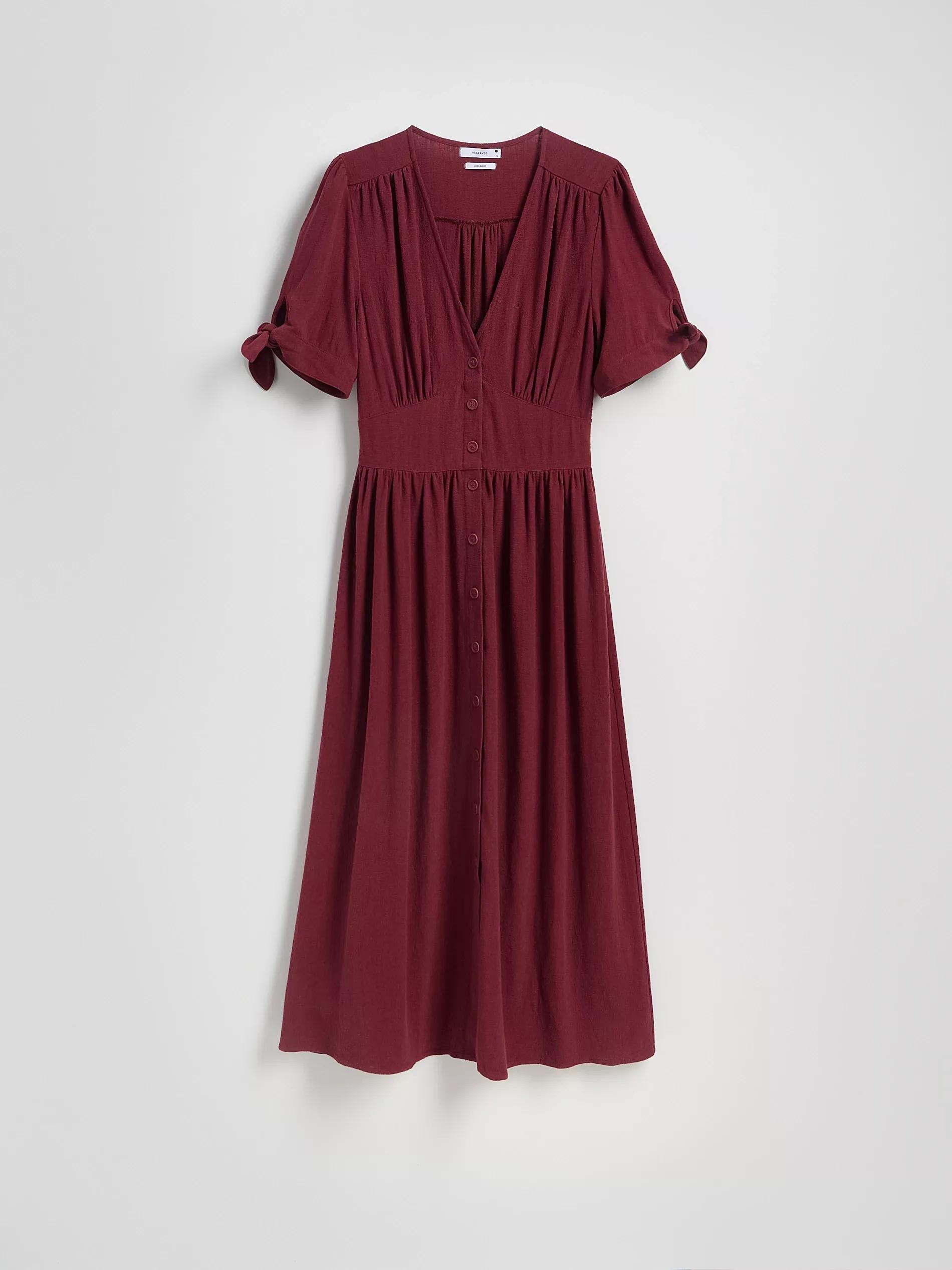 Maroon Linen Blend Maxi Dress, , large image number 4