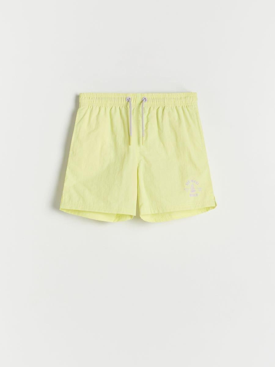 Yellow Printed Shorts, Kids Boys, , large image number 0