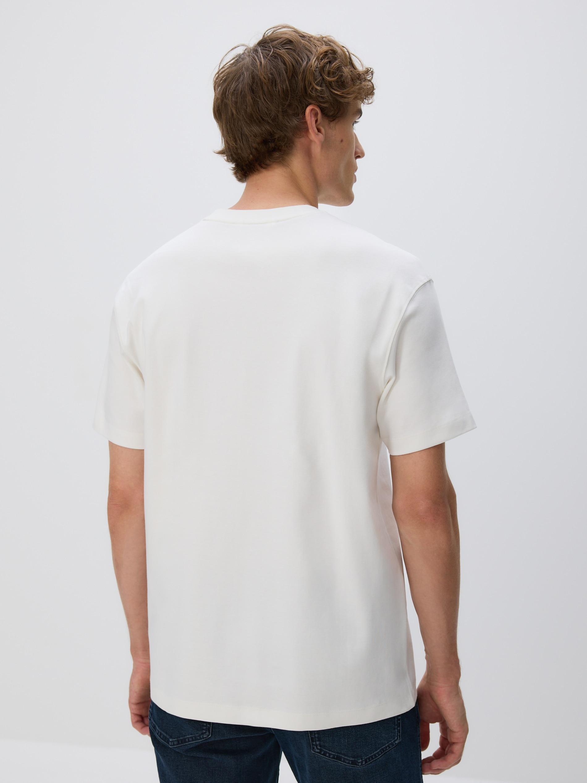 Cream Comfort Fit T-Shirt With Print, Ivory, large image number 3