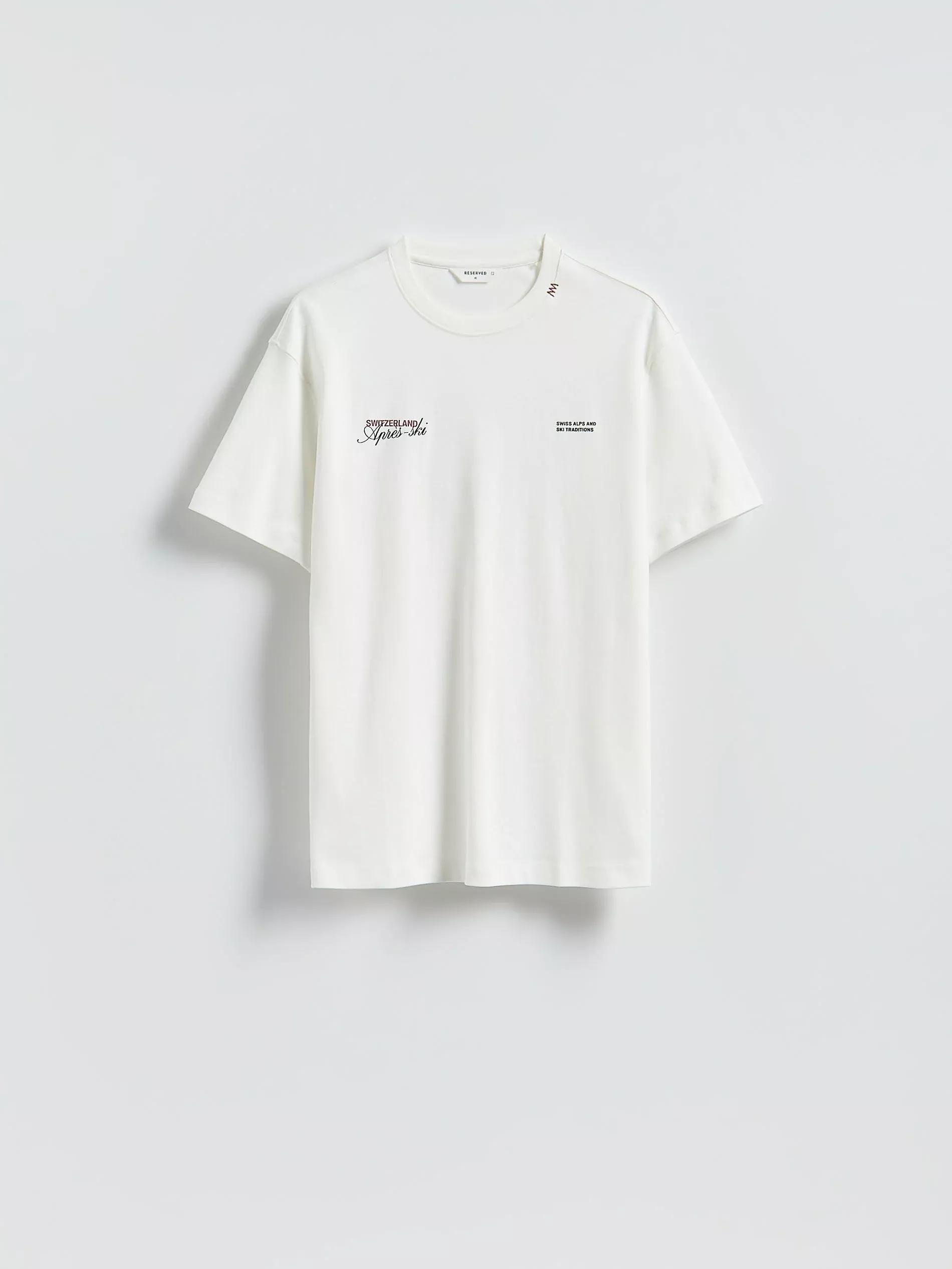 Cream Comfort Fit T-Shirt With Print, Ivory, large image number 4