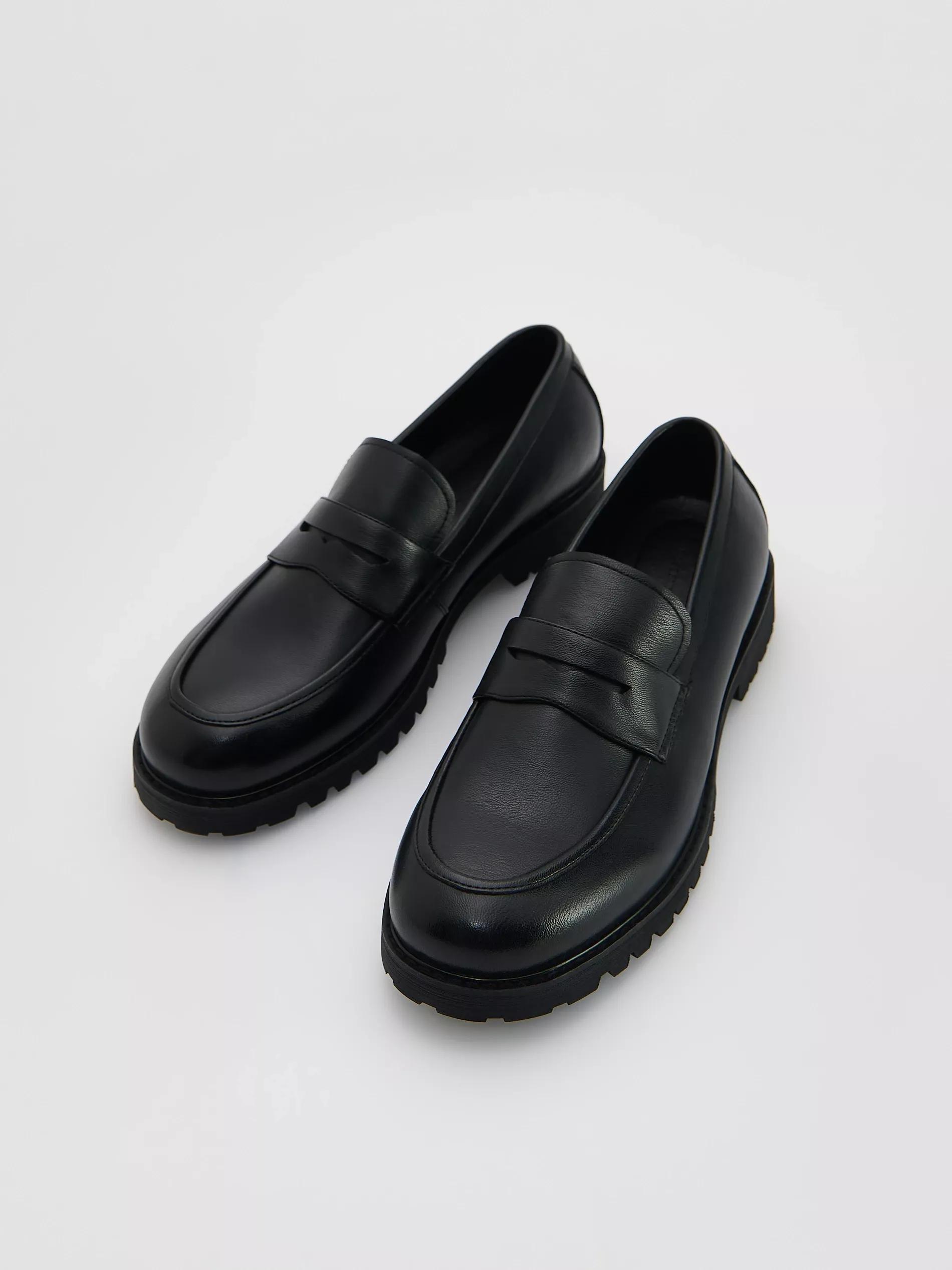 Black Faux Leather Loafers, , large image number 2