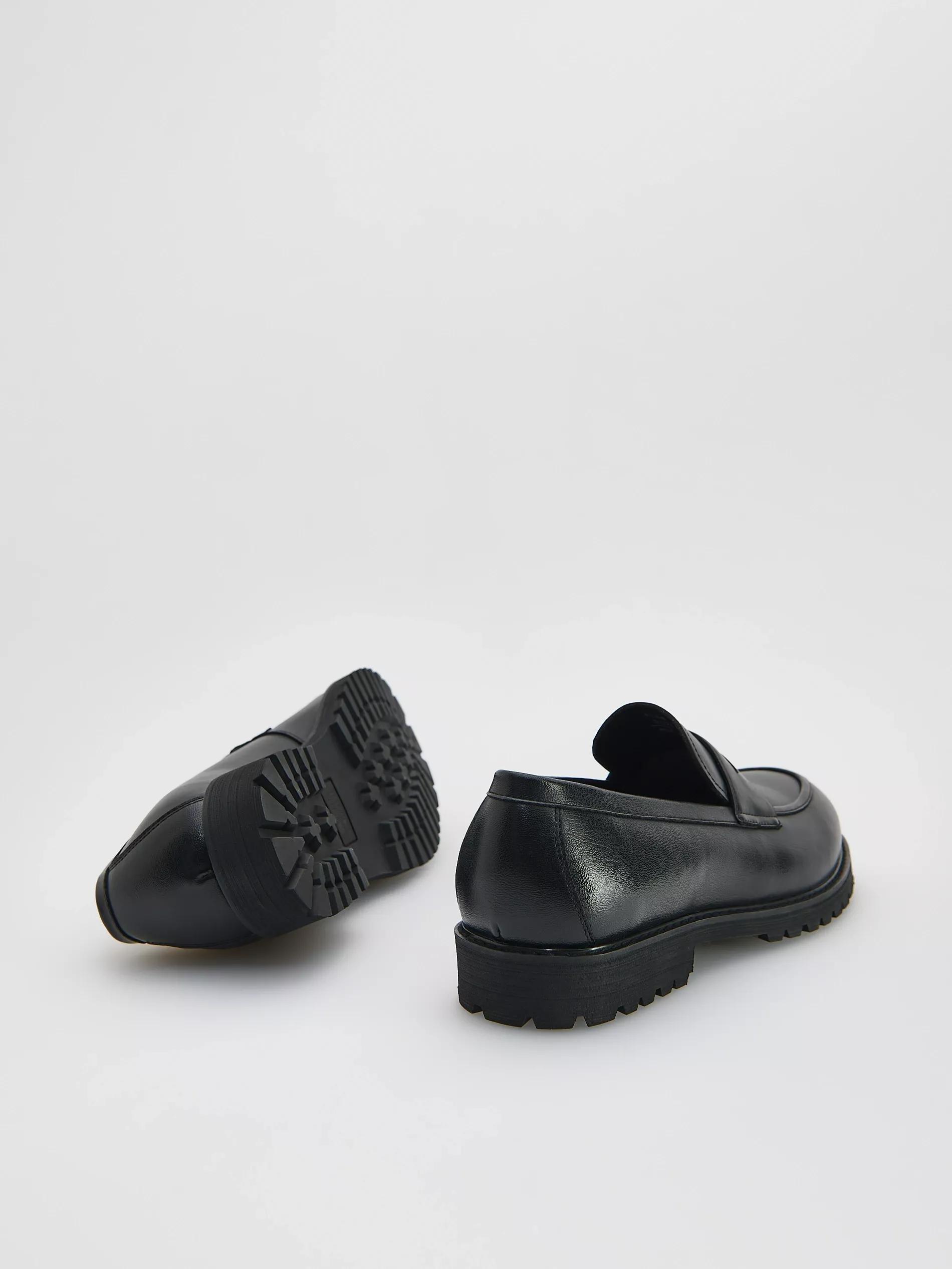 Black Faux Leather Loafers, , large image number 3
