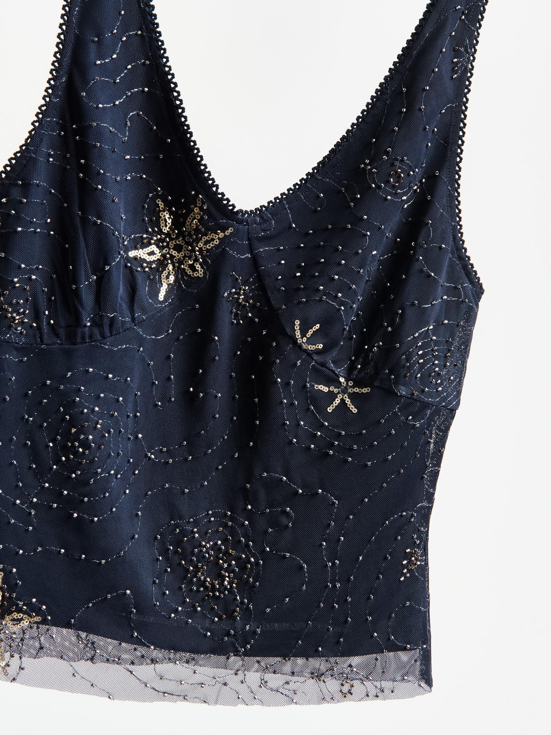 Navy Top With Appliques, Navy, large image number 5