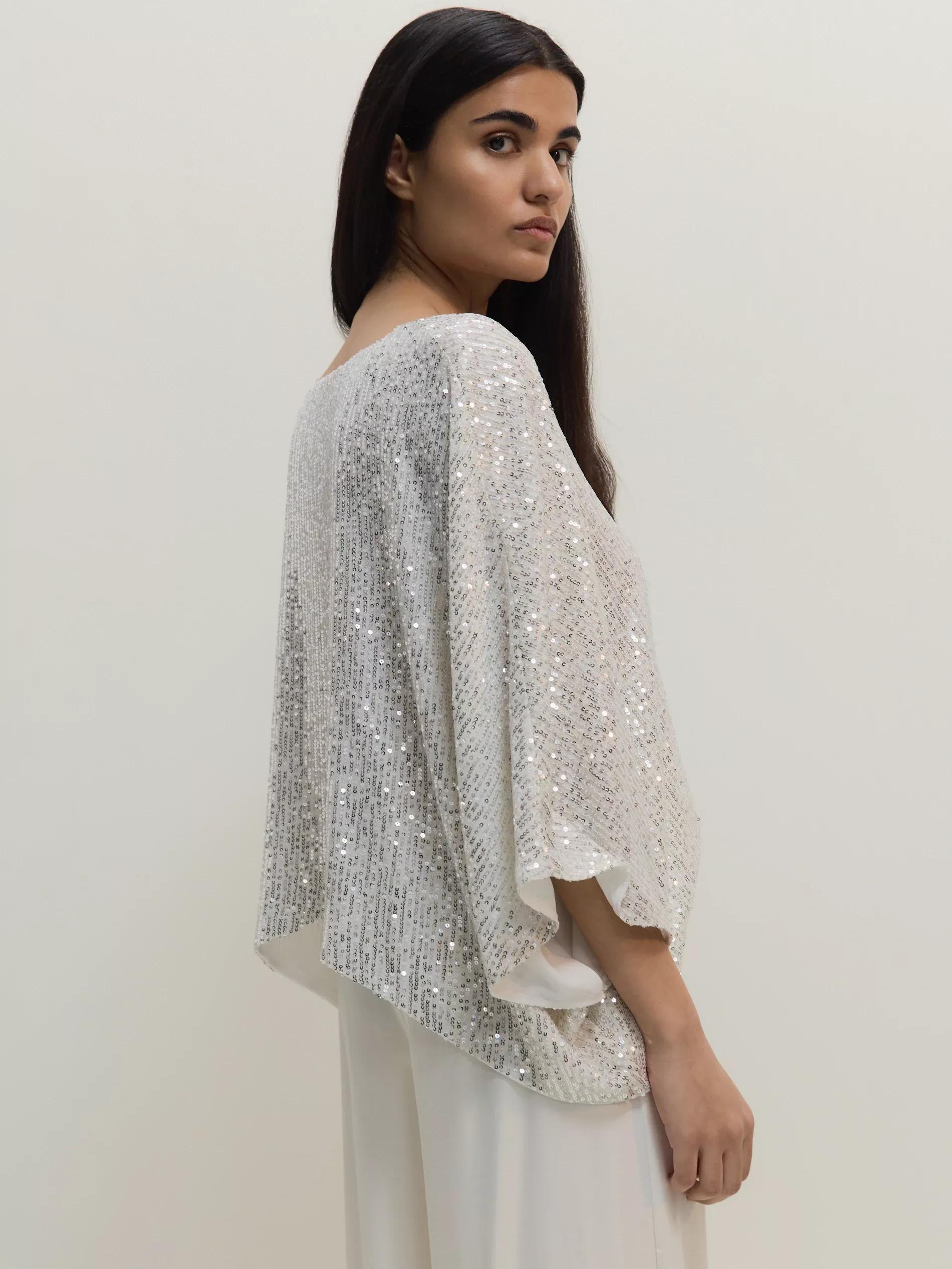 Silver Poncho, White, large image number 3