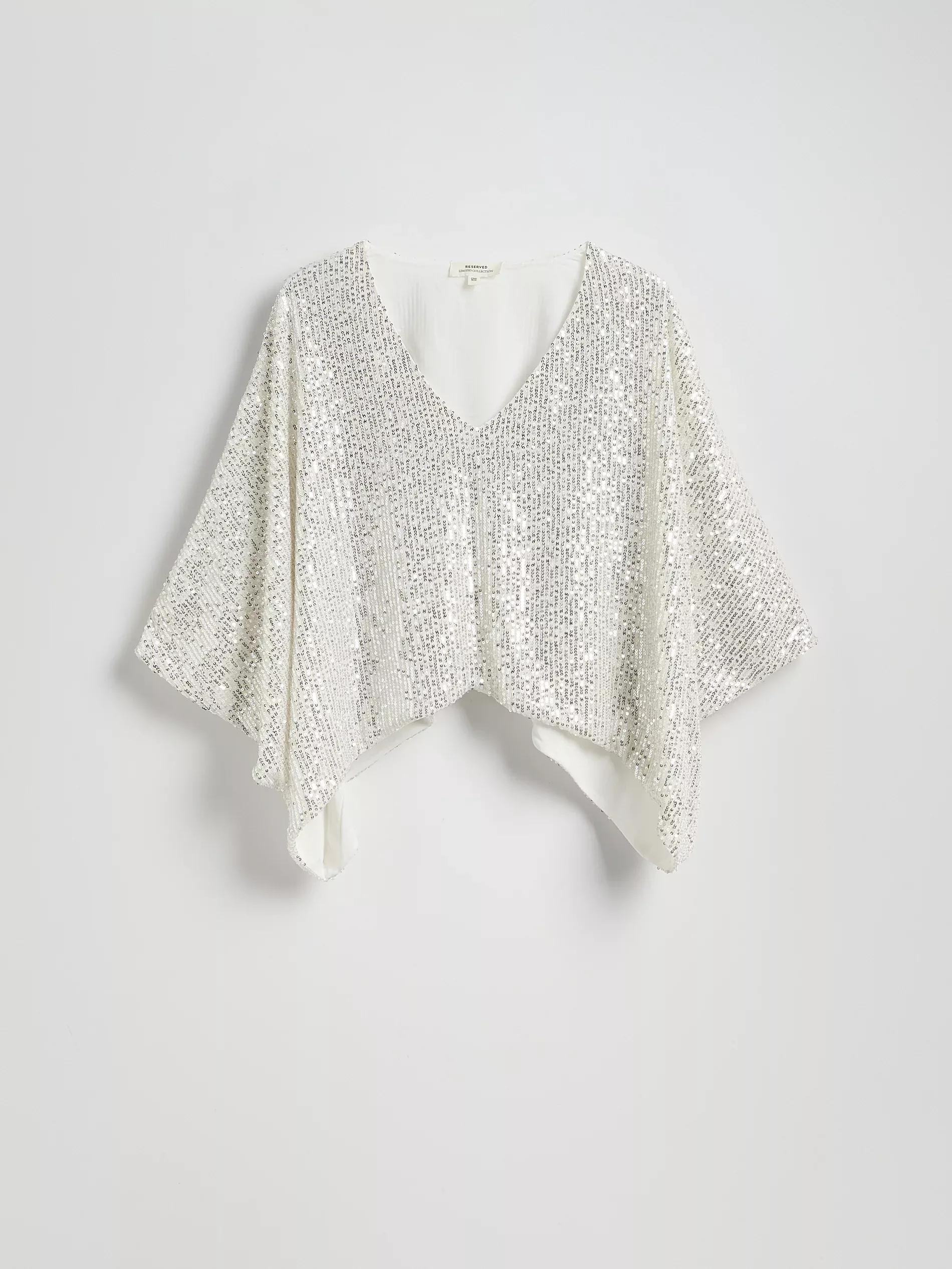 Silver Poncho, White, medium