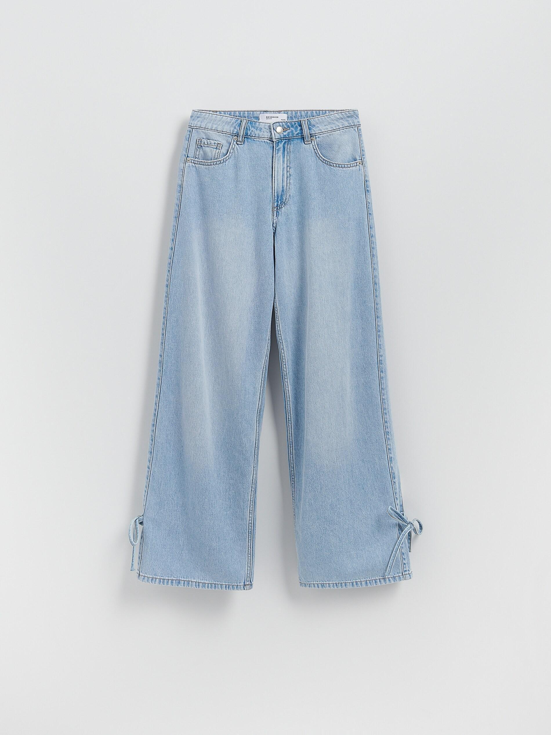BLUE Straight jeans with bows, Blue, large image number 0