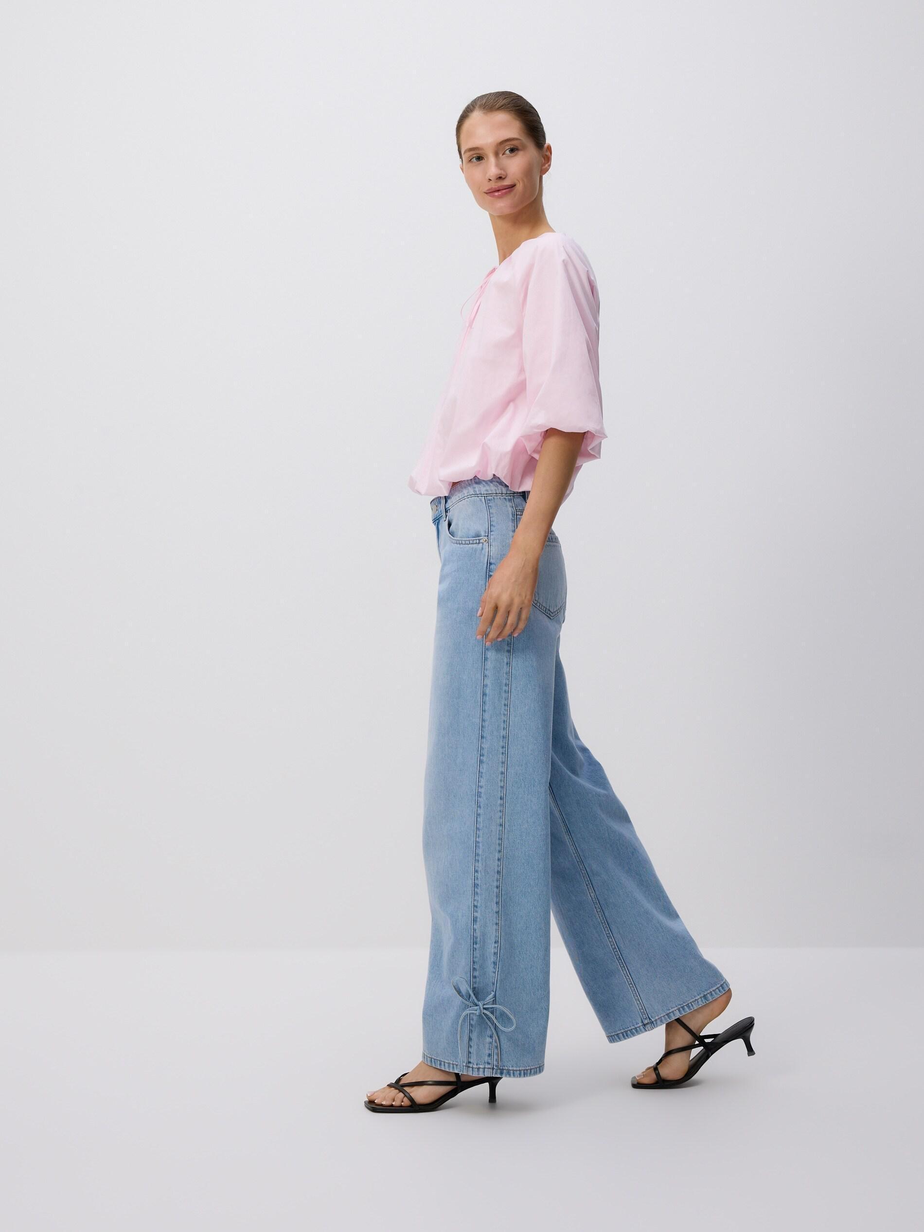 BLUE Straight jeans with bows, Blue, large image number 2