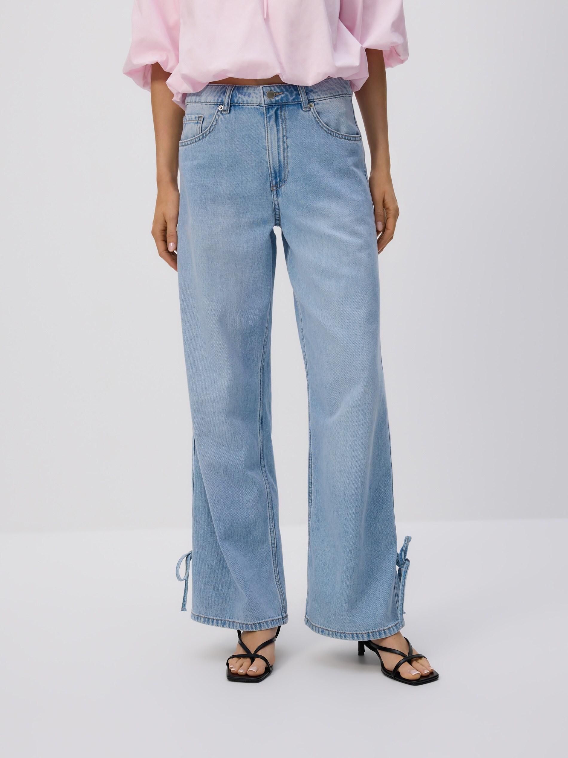 BLUE Straight jeans with bows, Blue, large image number 3