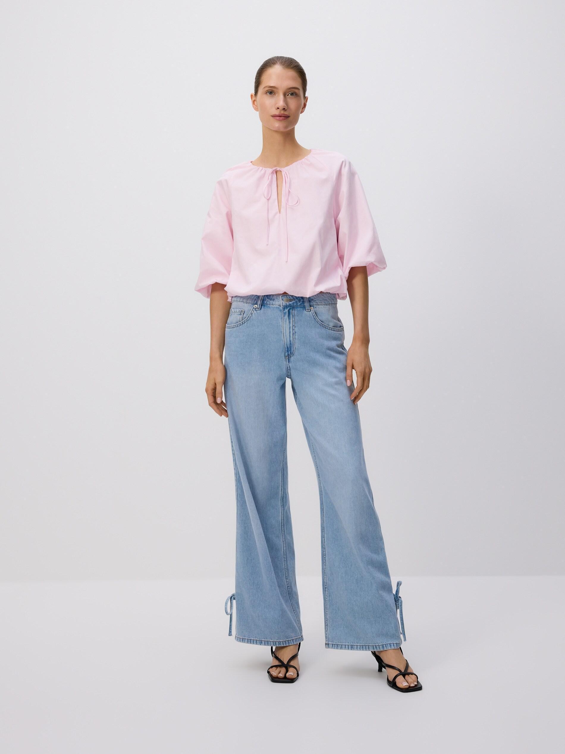 BLUE Straight jeans with bows, Blue, large image number 4