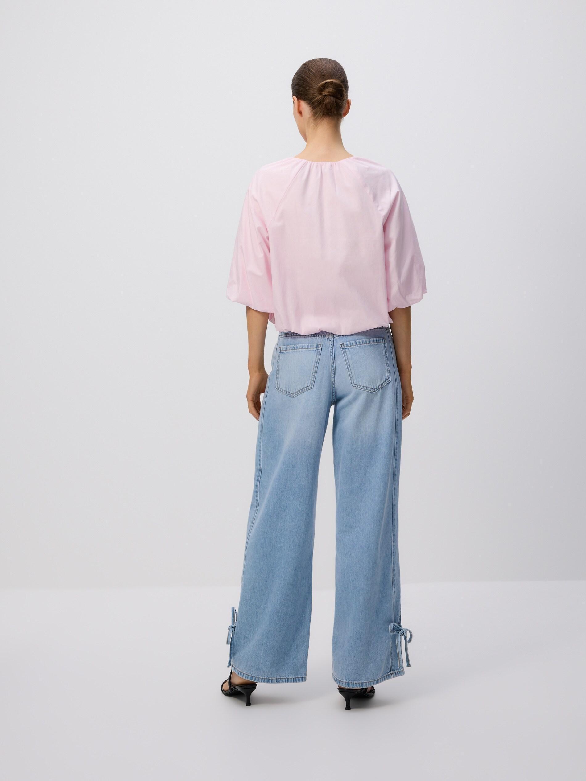 BLUE Straight jeans with bows, Blue, large image number 5