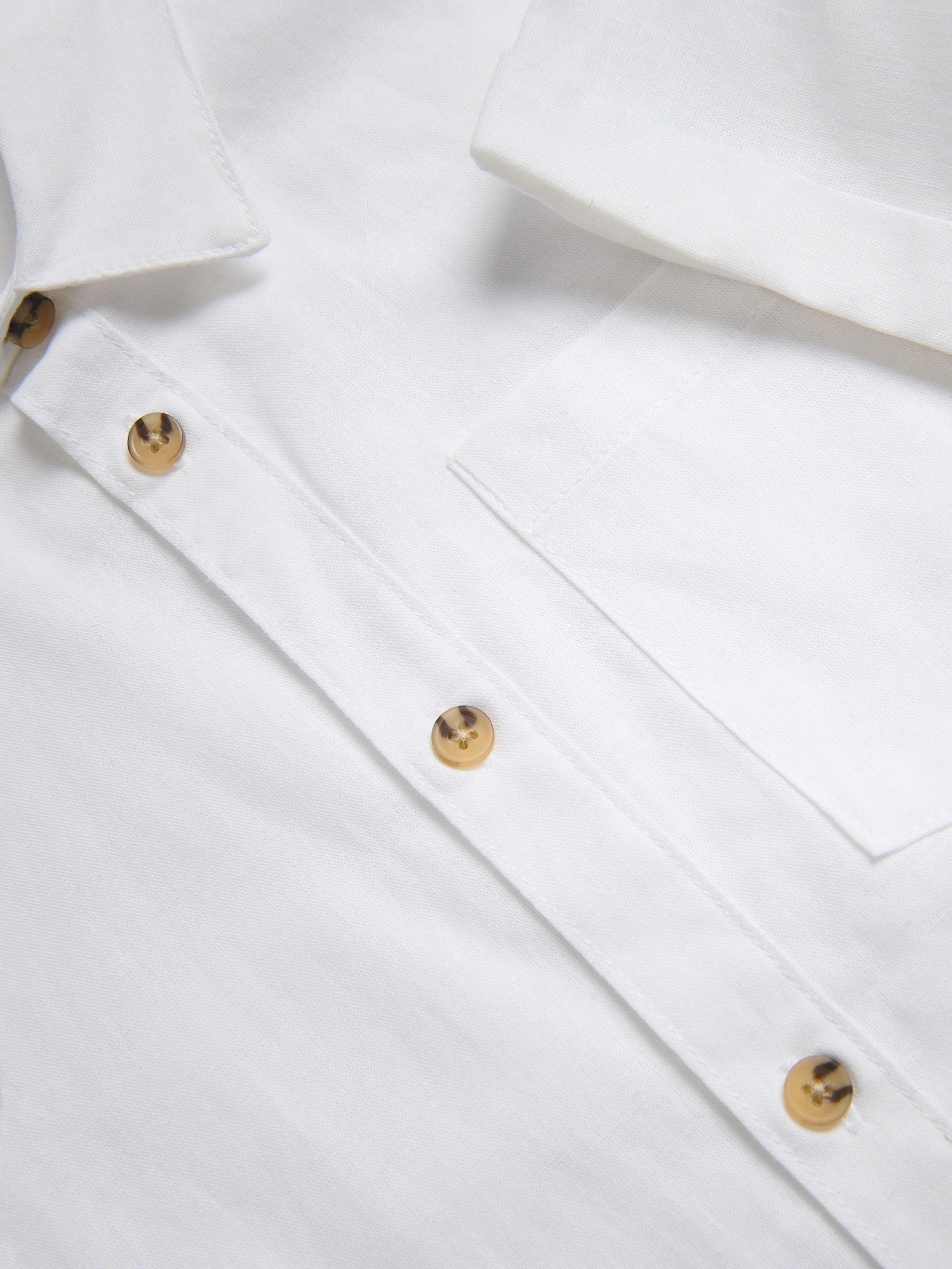 White Linen Rich Shirt, White, large image number 2
