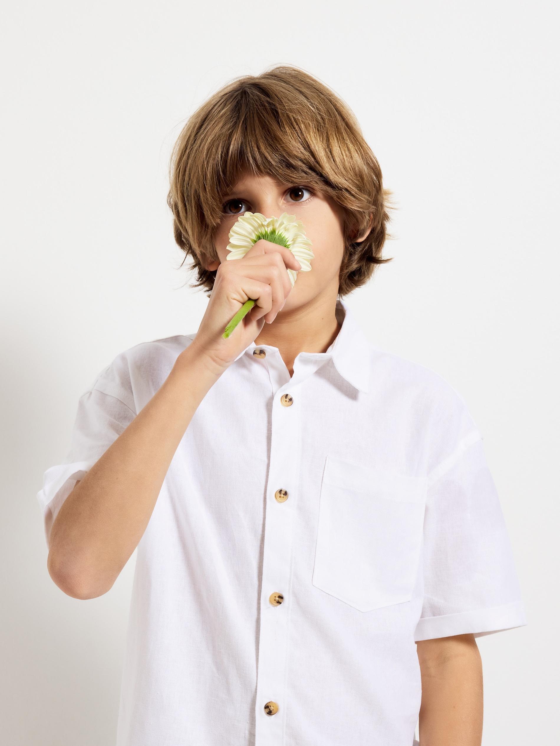White Linen Rich Shirt, White, large image number 3