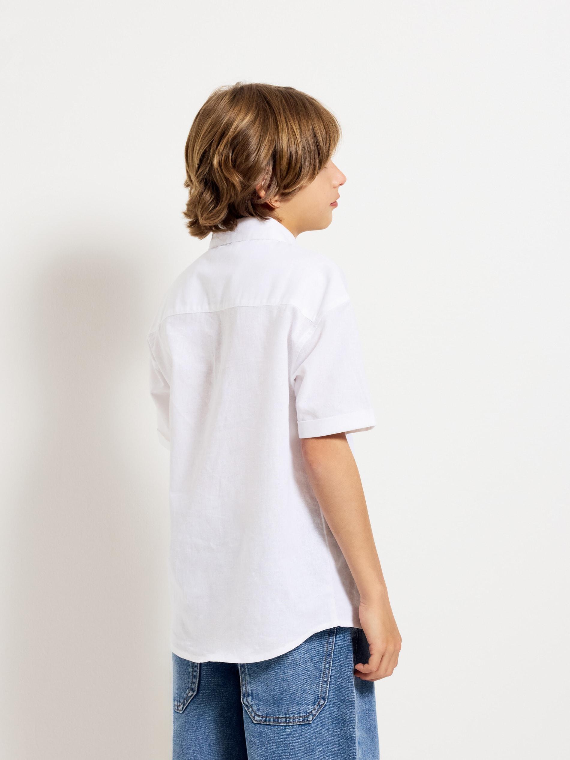 White Linen Rich Shirt, White, large image number 4