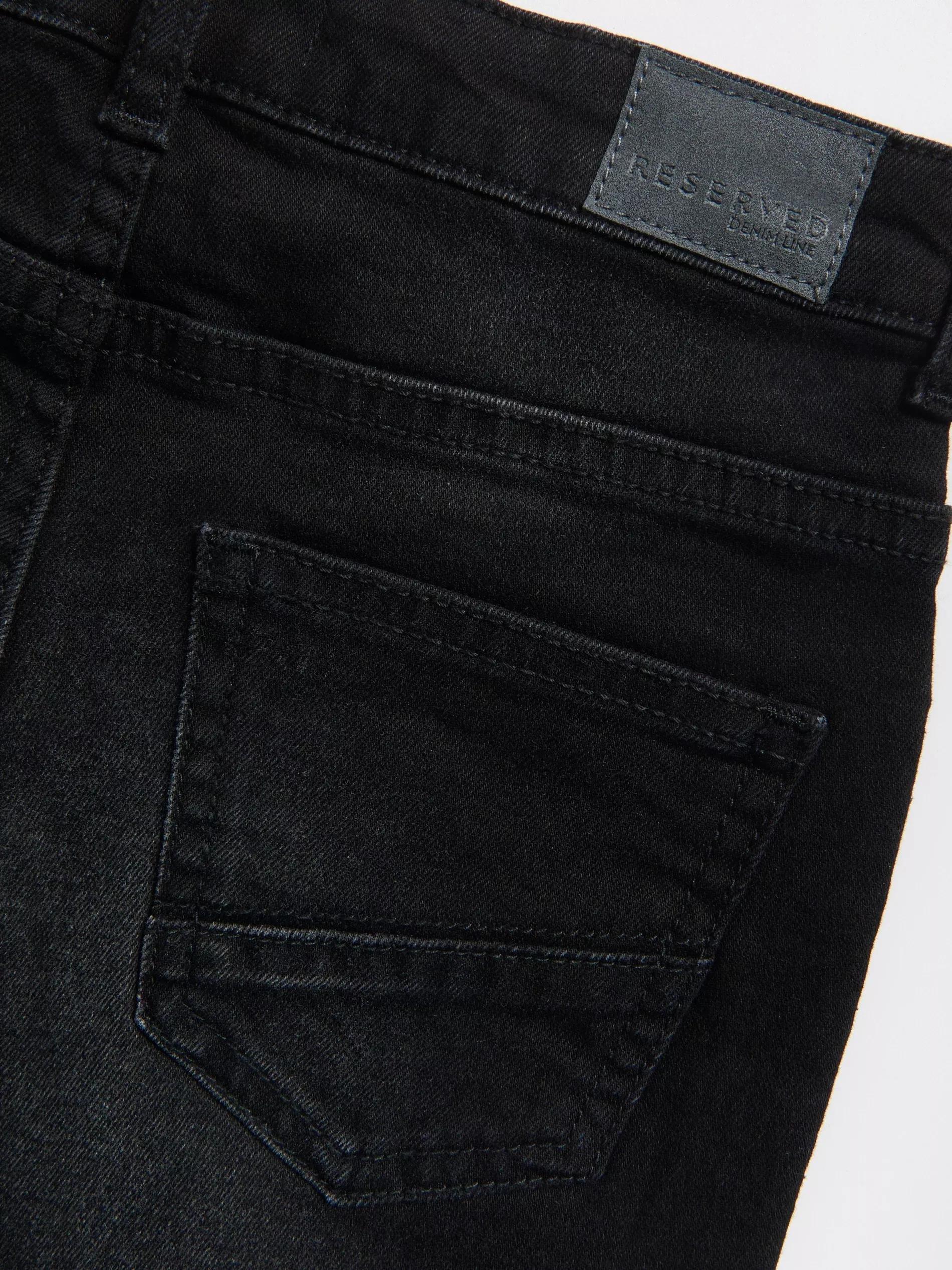 Black Elastic Regular Jeans, , large image number 2