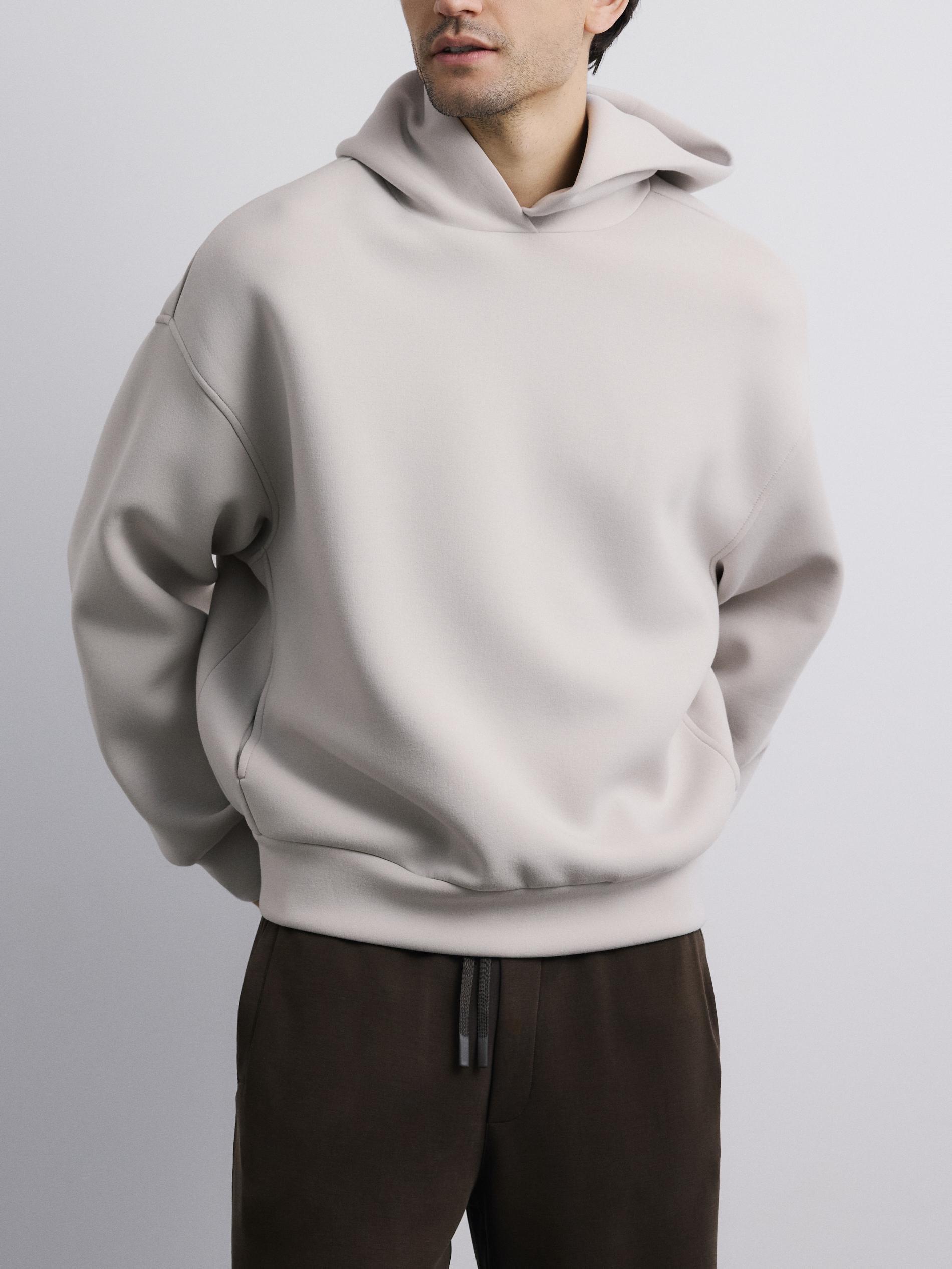 Beige Plain Hoodie, Beige, large image number 3
