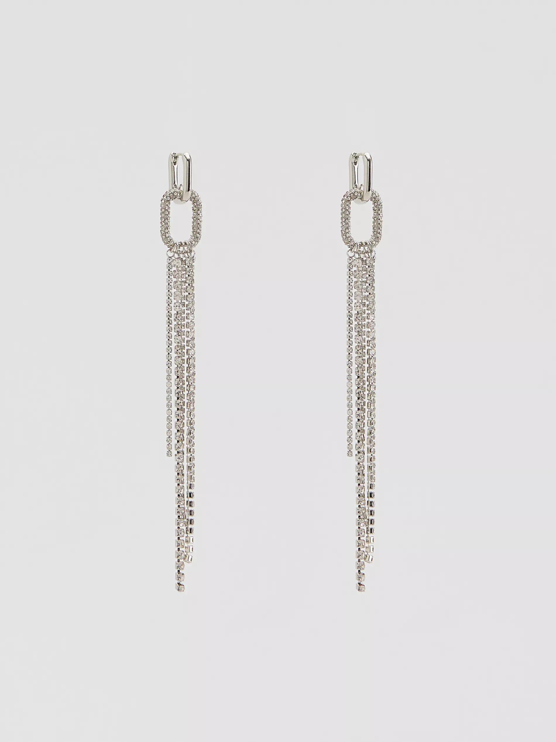SILVER Long drop earrings, Silver, large image number 1