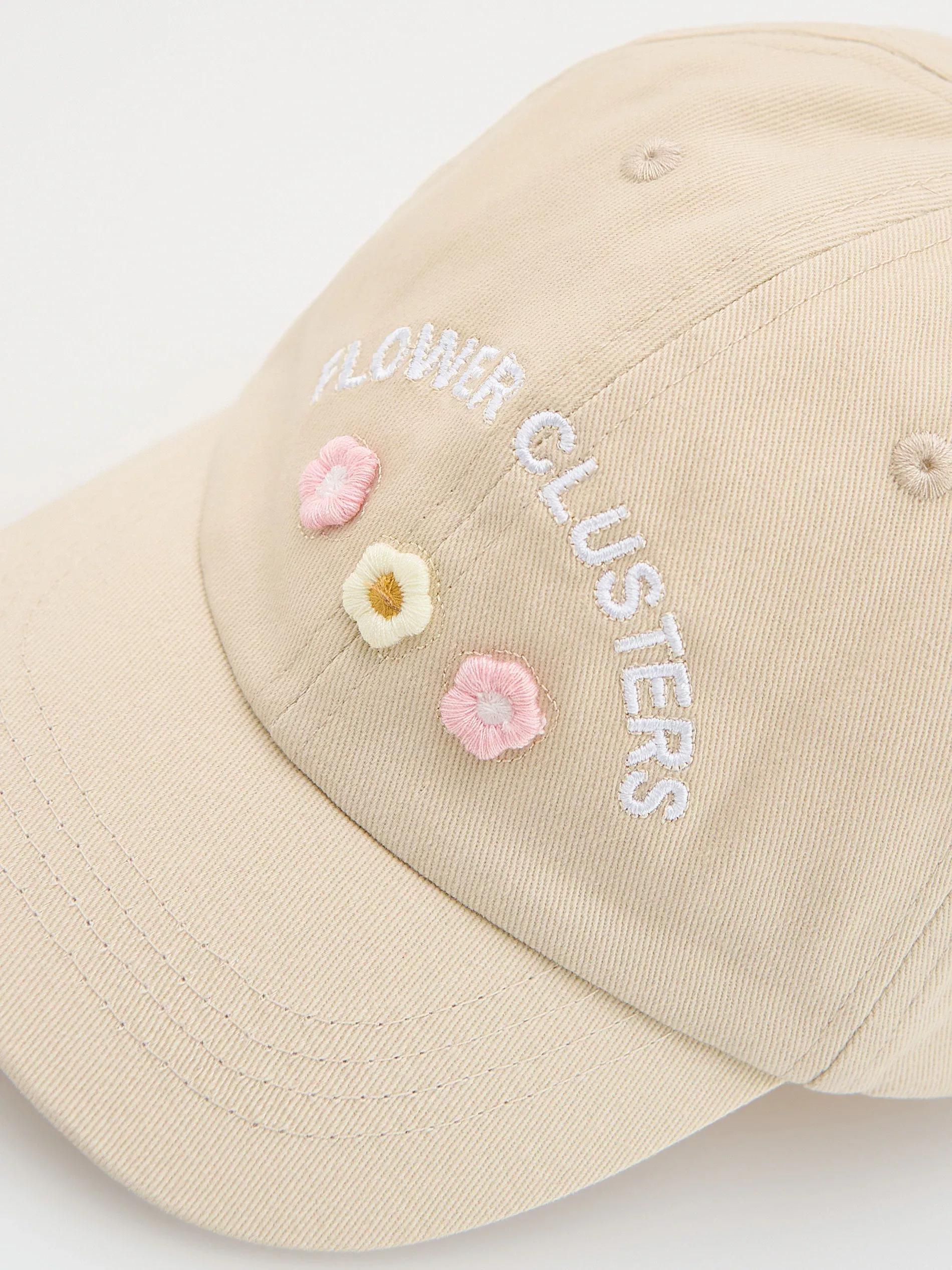Beige Embroidered Cap, , medium