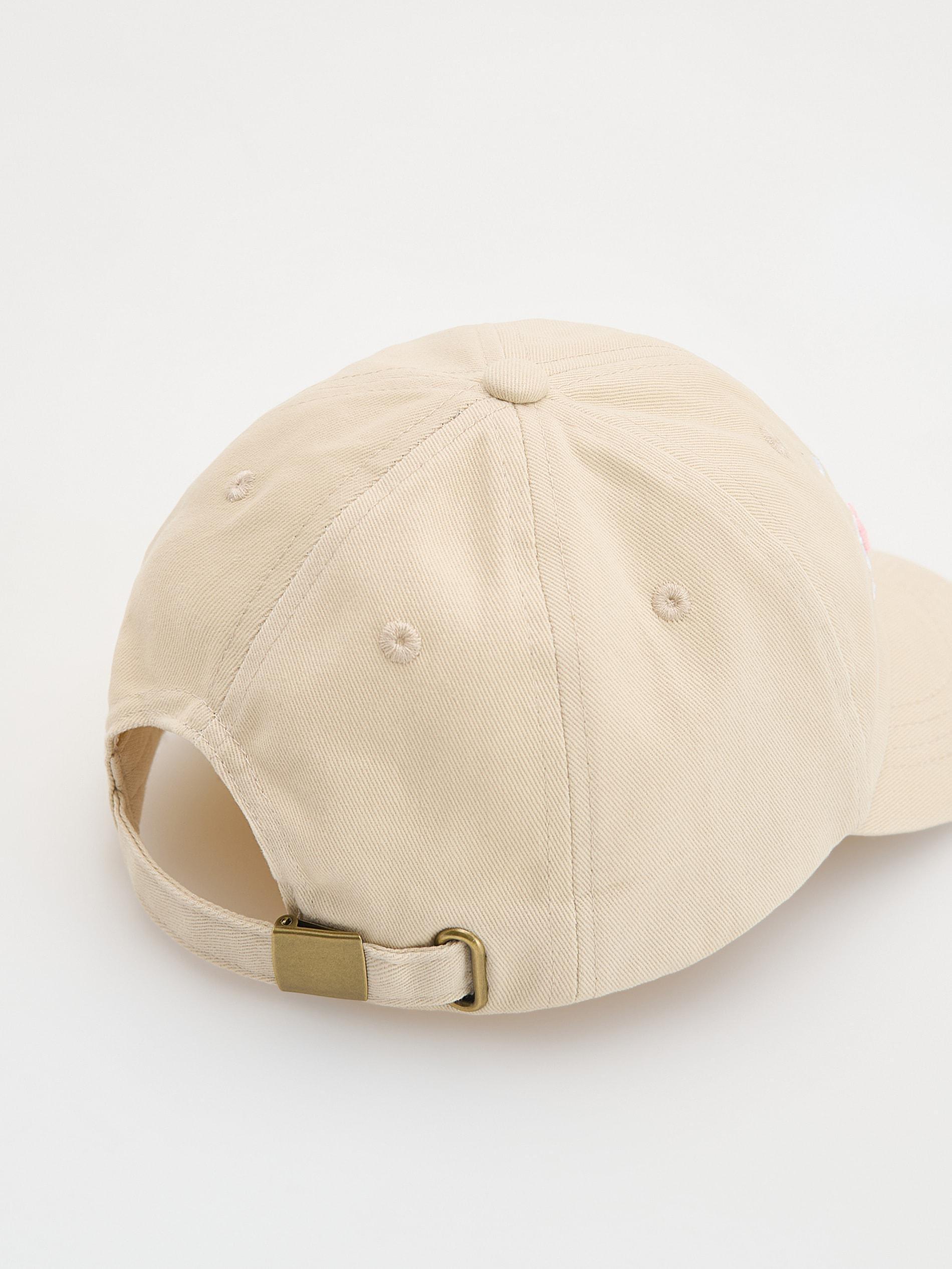 Beige Embroidered Cap, , large image number 3