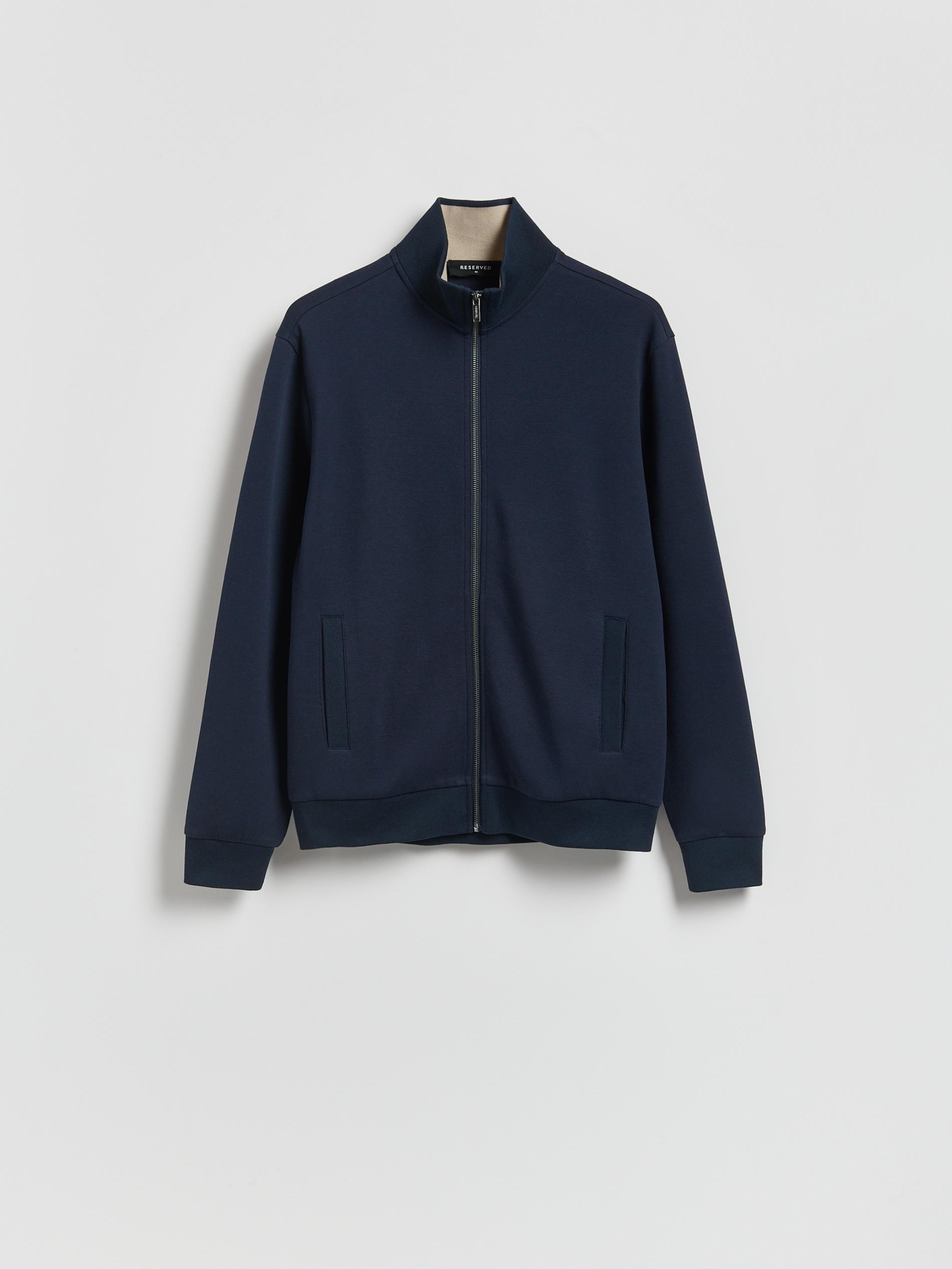Navy Sweatshirt With Stand Up Collar, Navy, large image number 3
