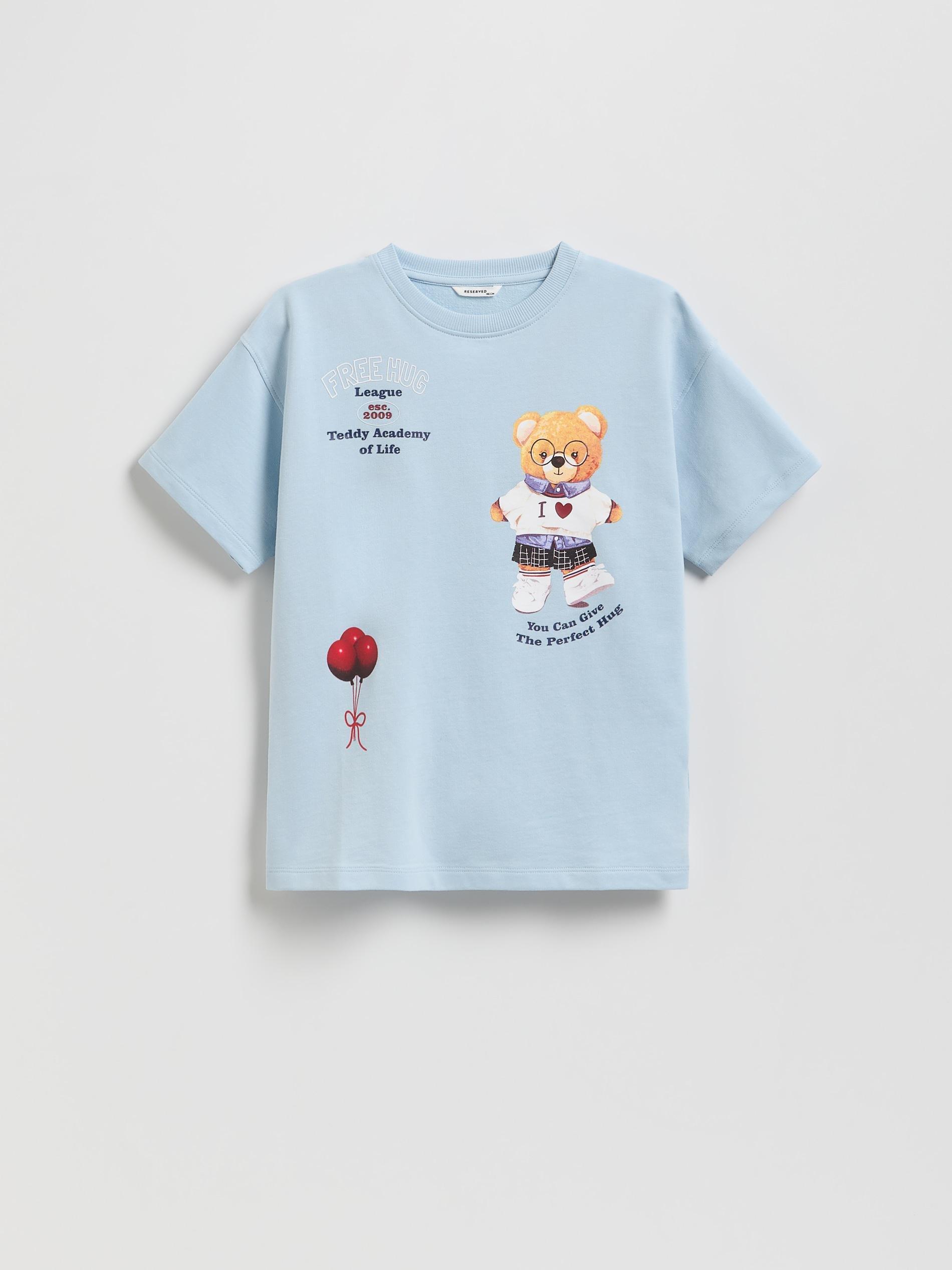 Blue Cotton T-Shirt With Print, , large image number 0