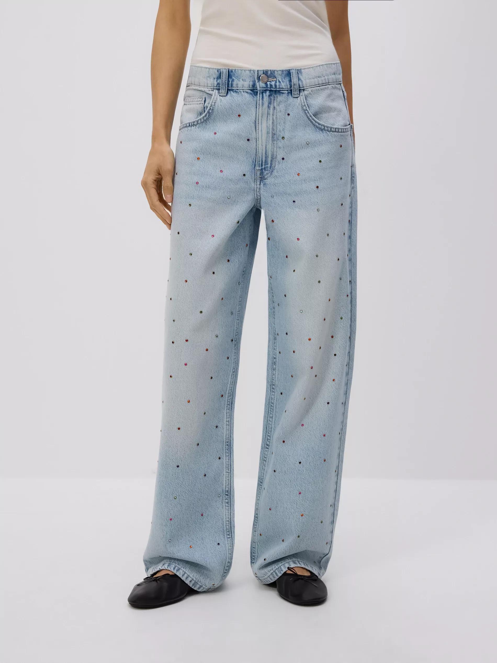 Blue Baggy Jeans With Crystals, , large image number 2