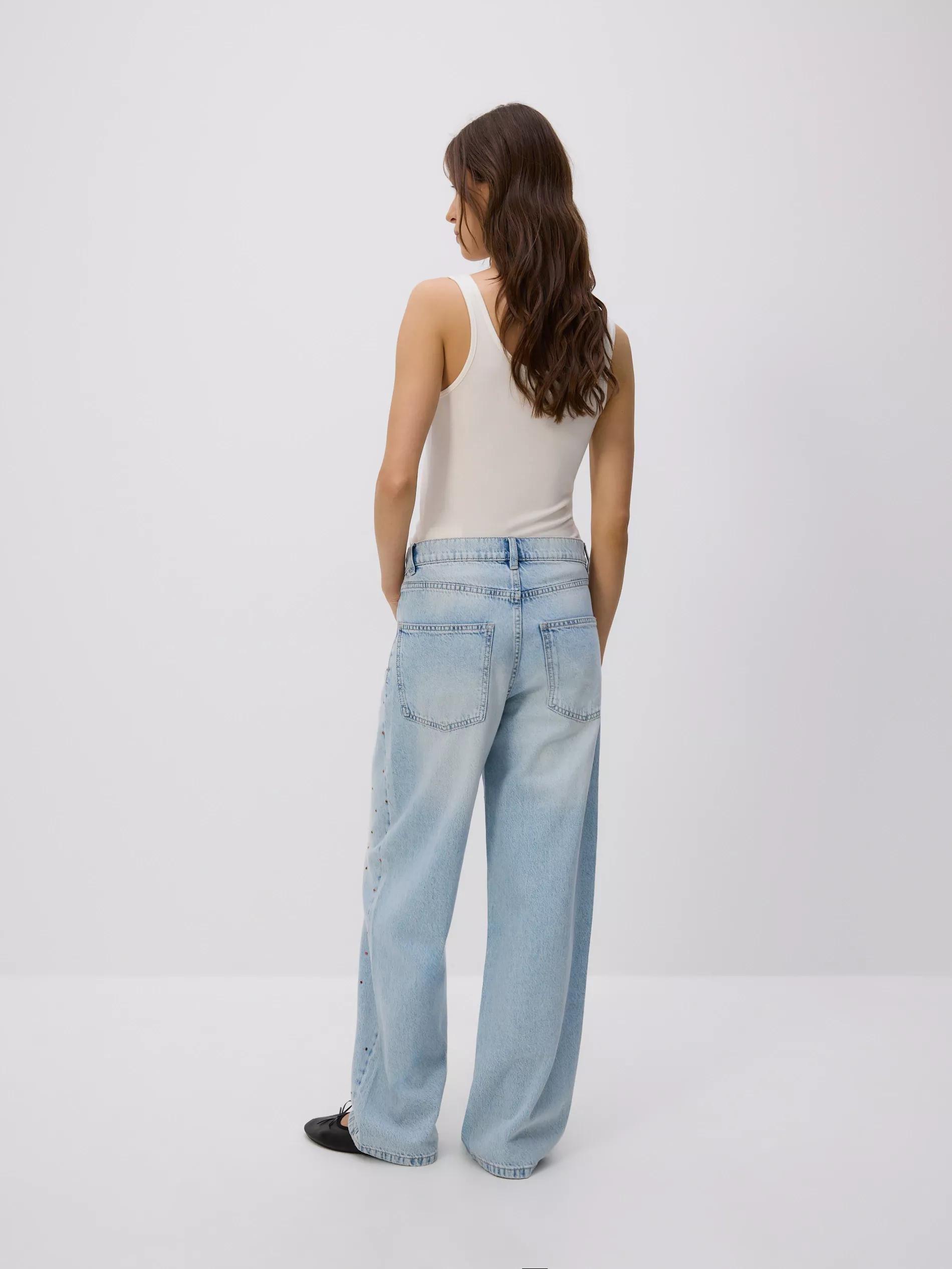 Blue Baggy Jeans With Crystals, , large image number 4
