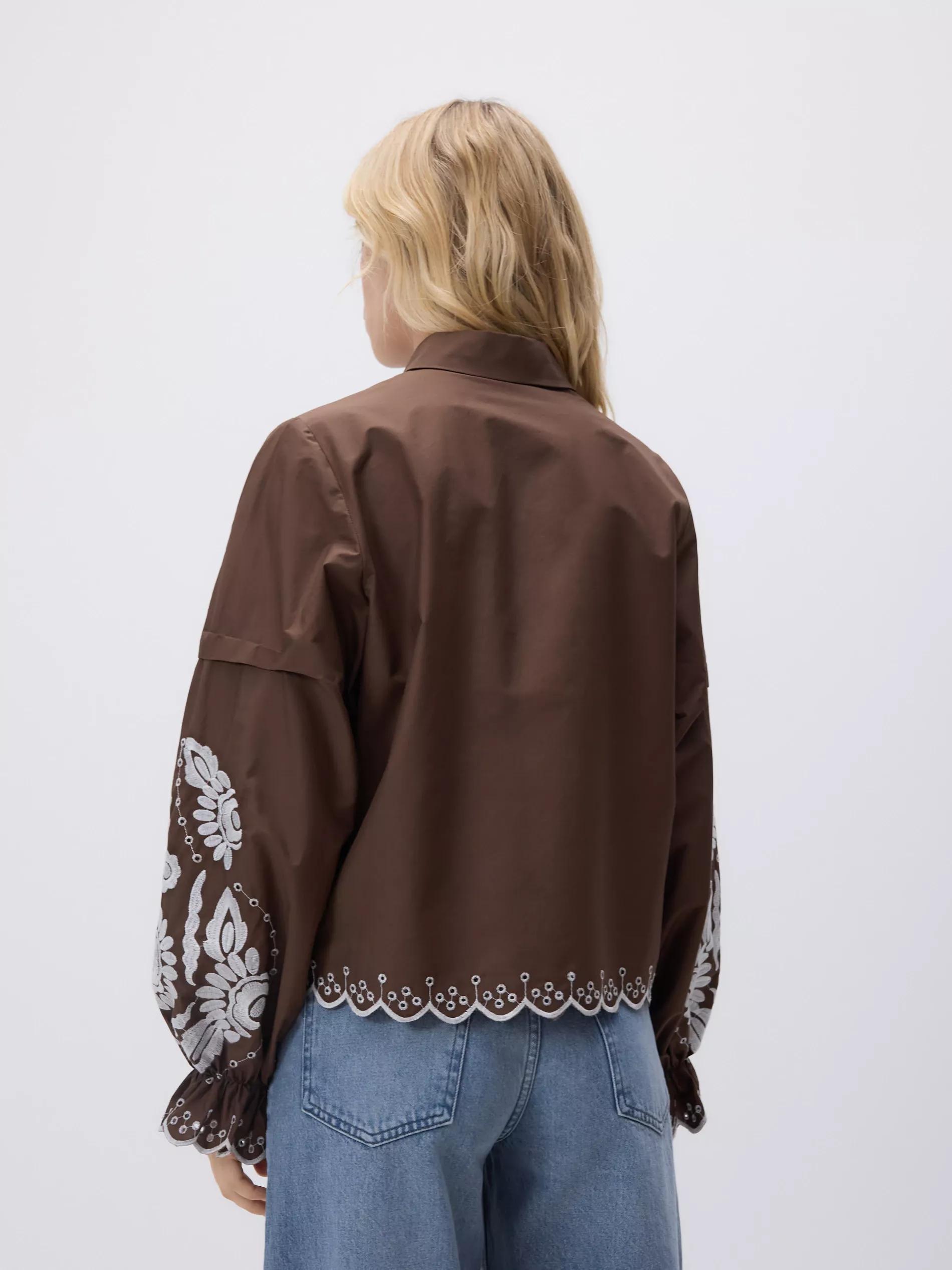 Brown Shirt With Embroidered Pattern, , large image number 4
