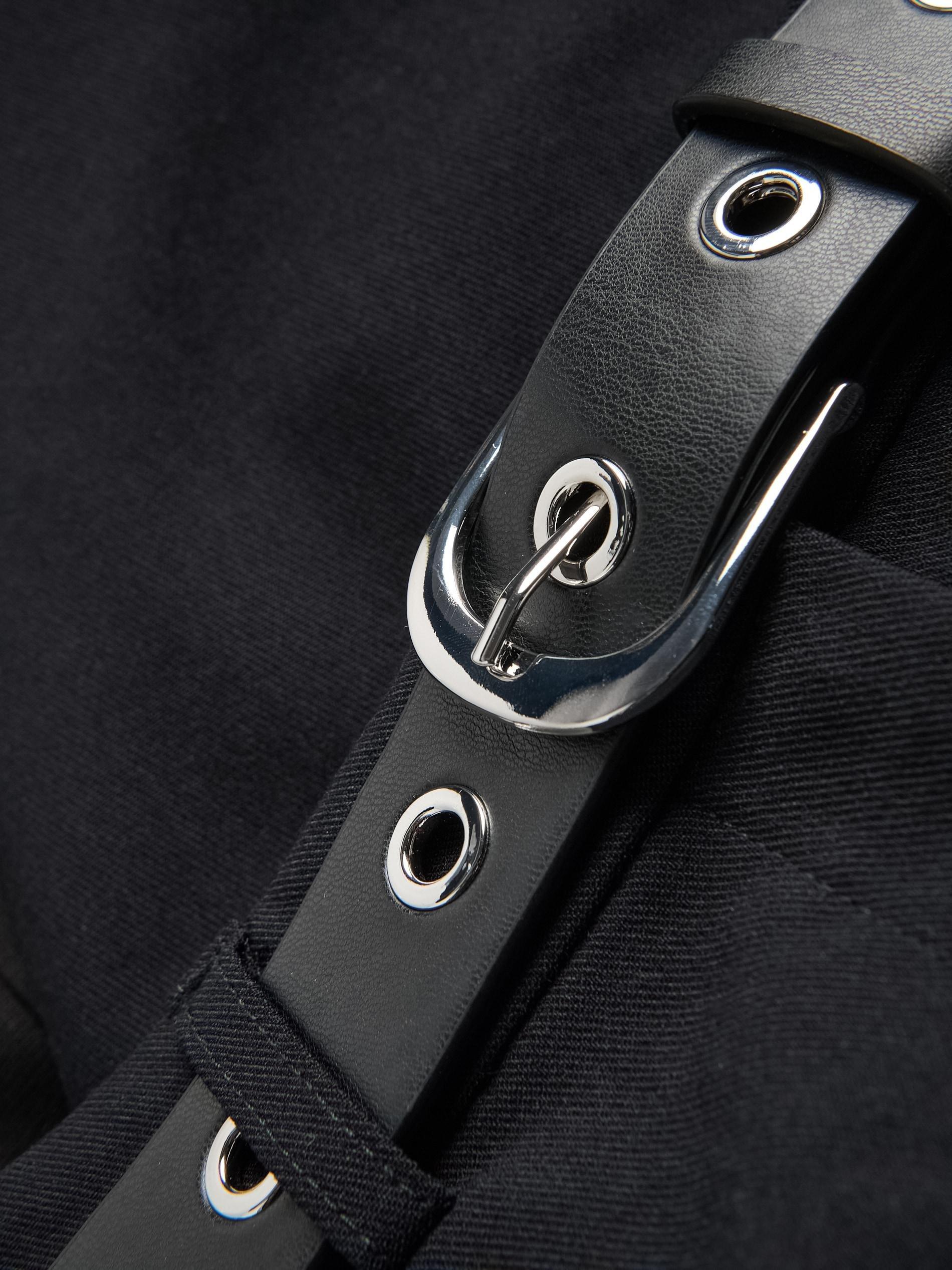 Black Trousers With Tie Waist Belt, Black, large image number 4