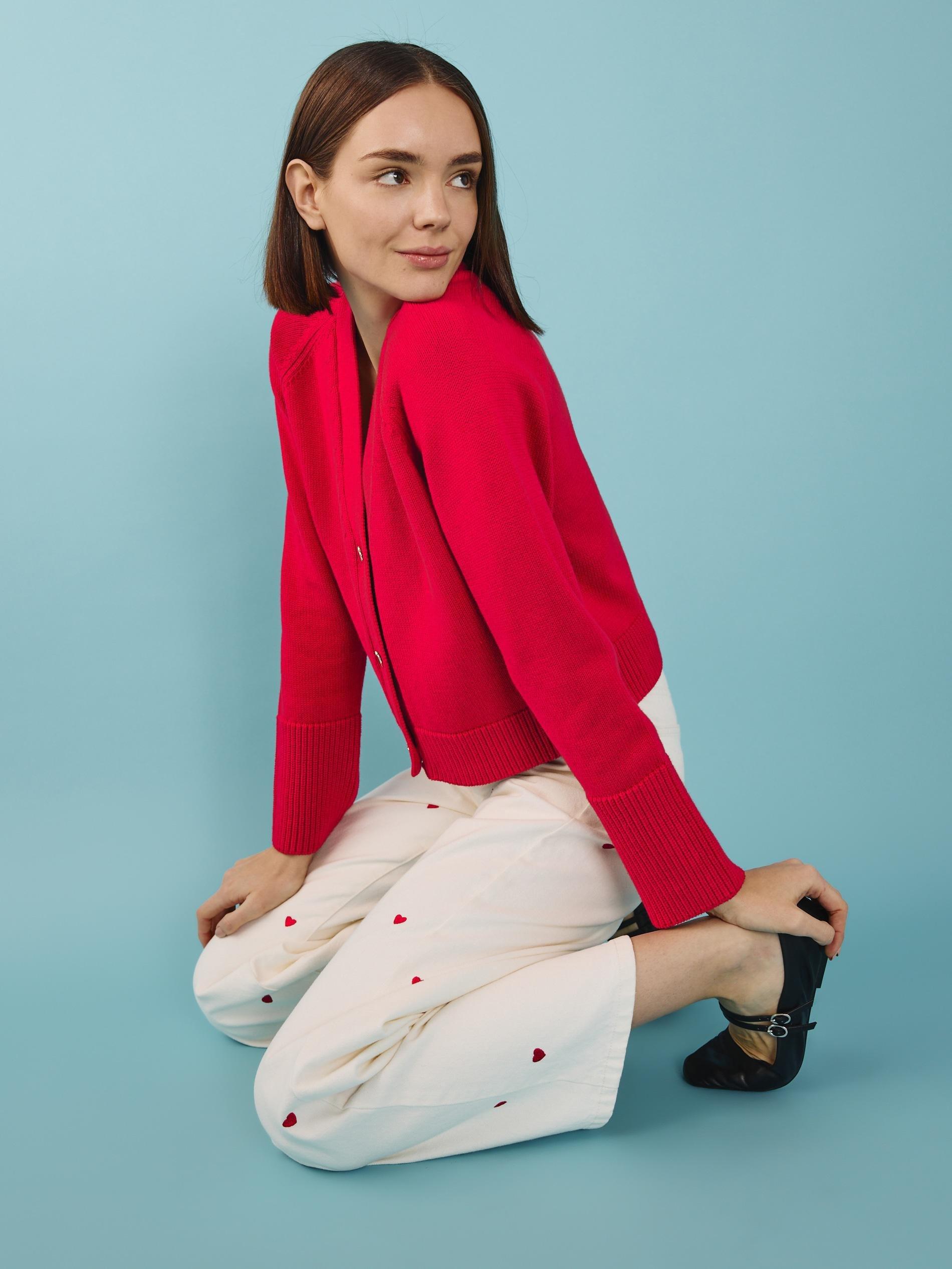 Red Wool Cardigan With Buttons, , large image number 2