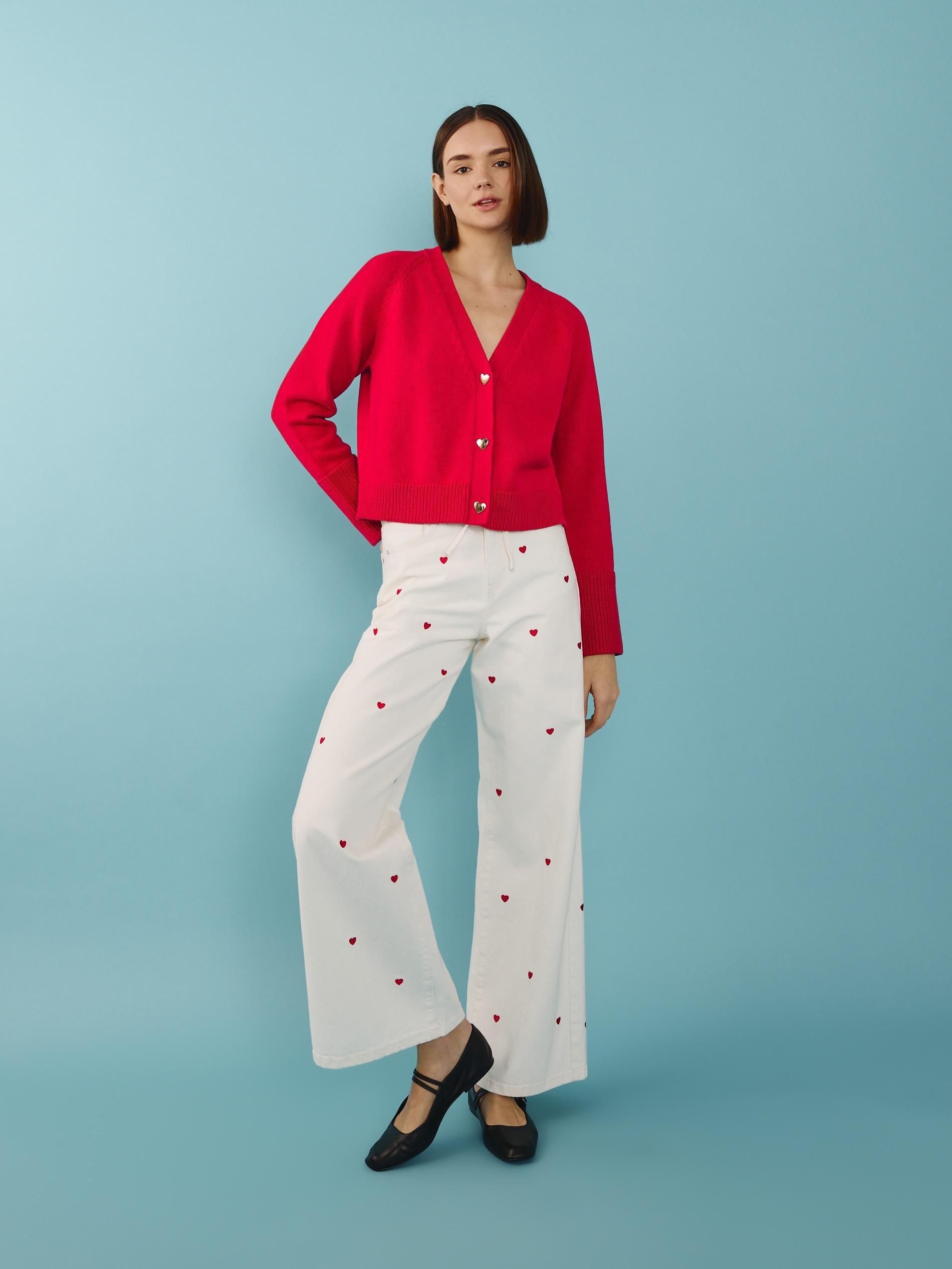 Red Wool Cardigan With Buttons, , large image number 3