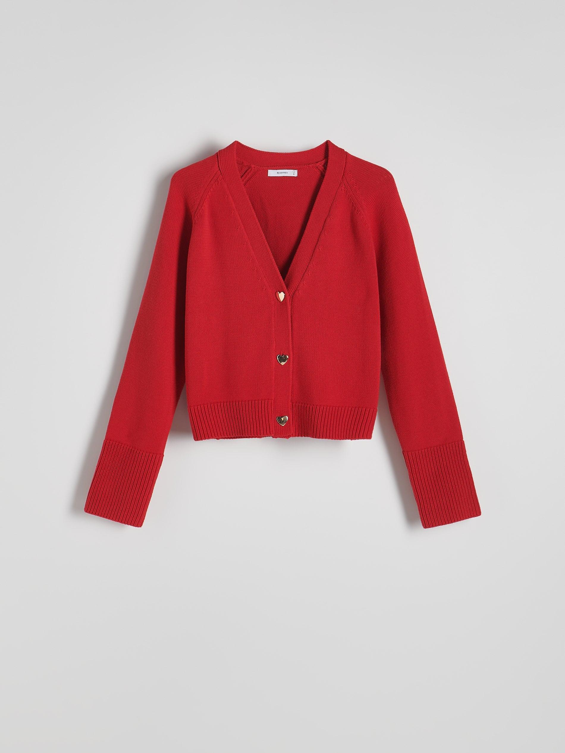 Red Wool Cardigan With Buttons, , large image number 5