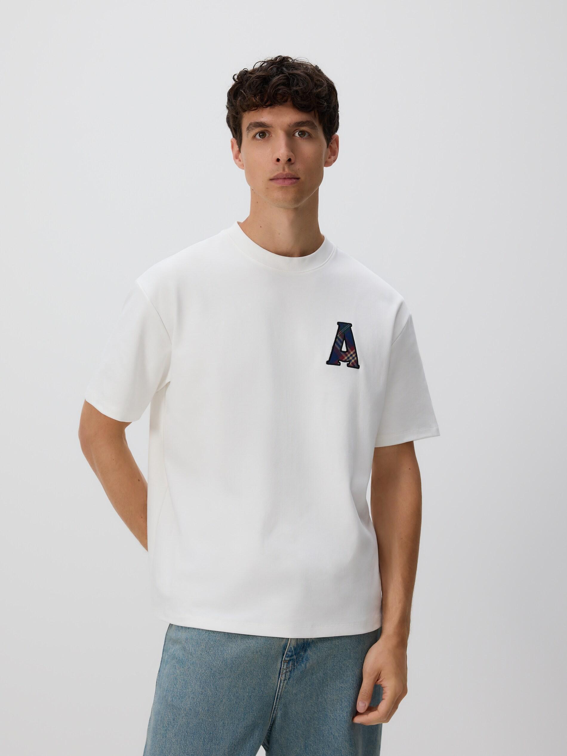 White Boxy T-Shirt With Embroidery, Ivory, large image number 0