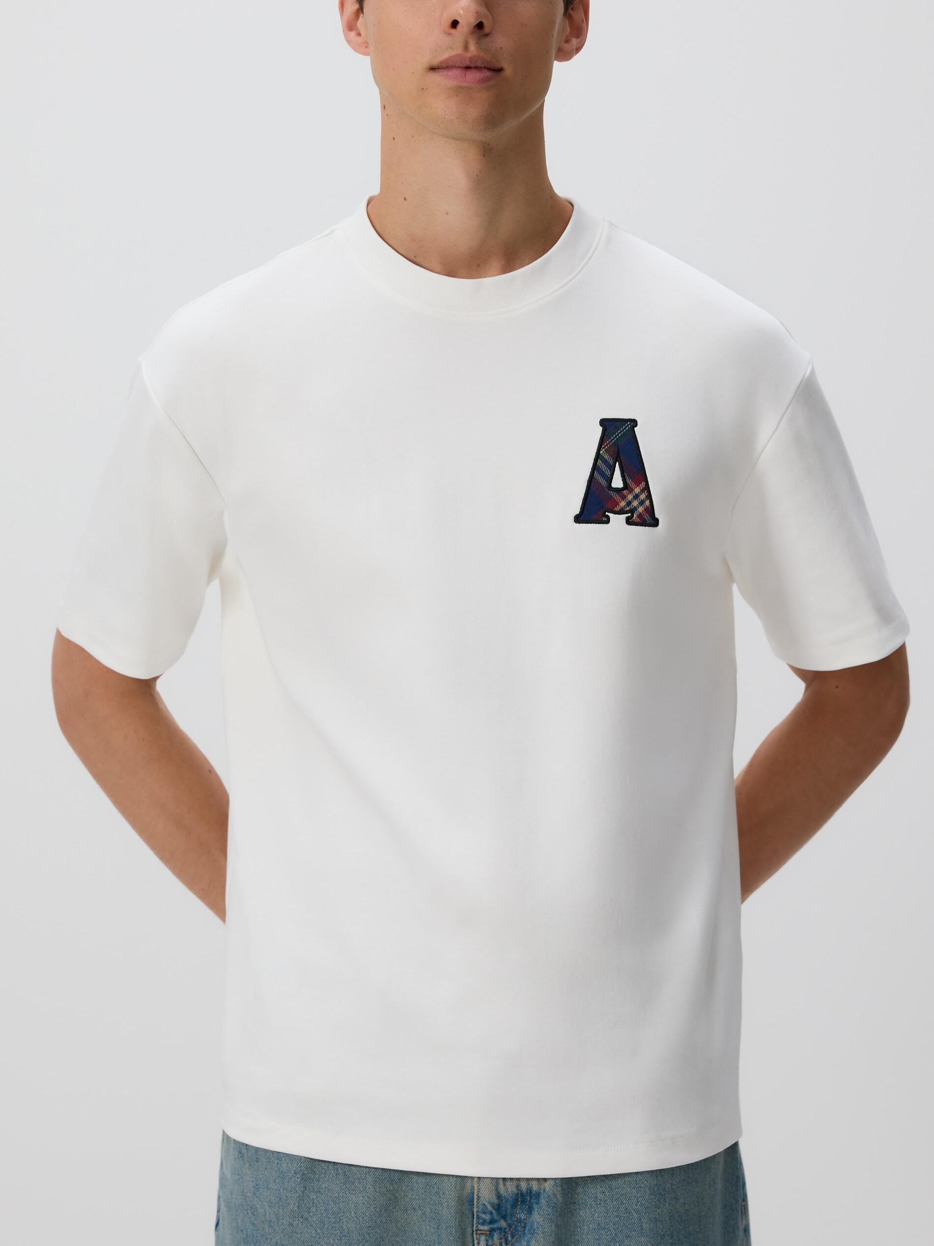 White Boxy T-Shirt With Embroidery, Ivory, large image number 1