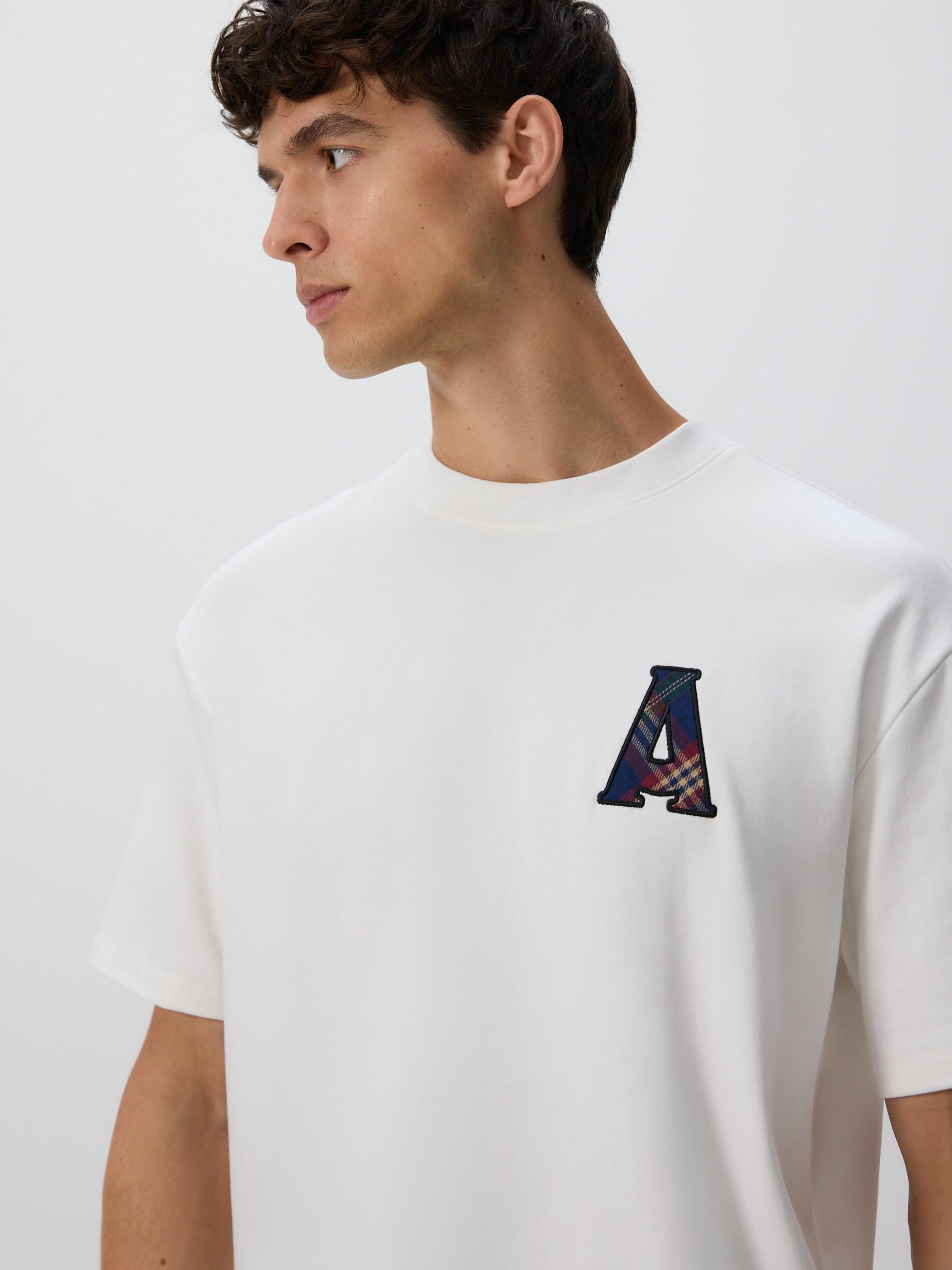 White Boxy T-Shirt With Embroidery, Ivory, large image number 2