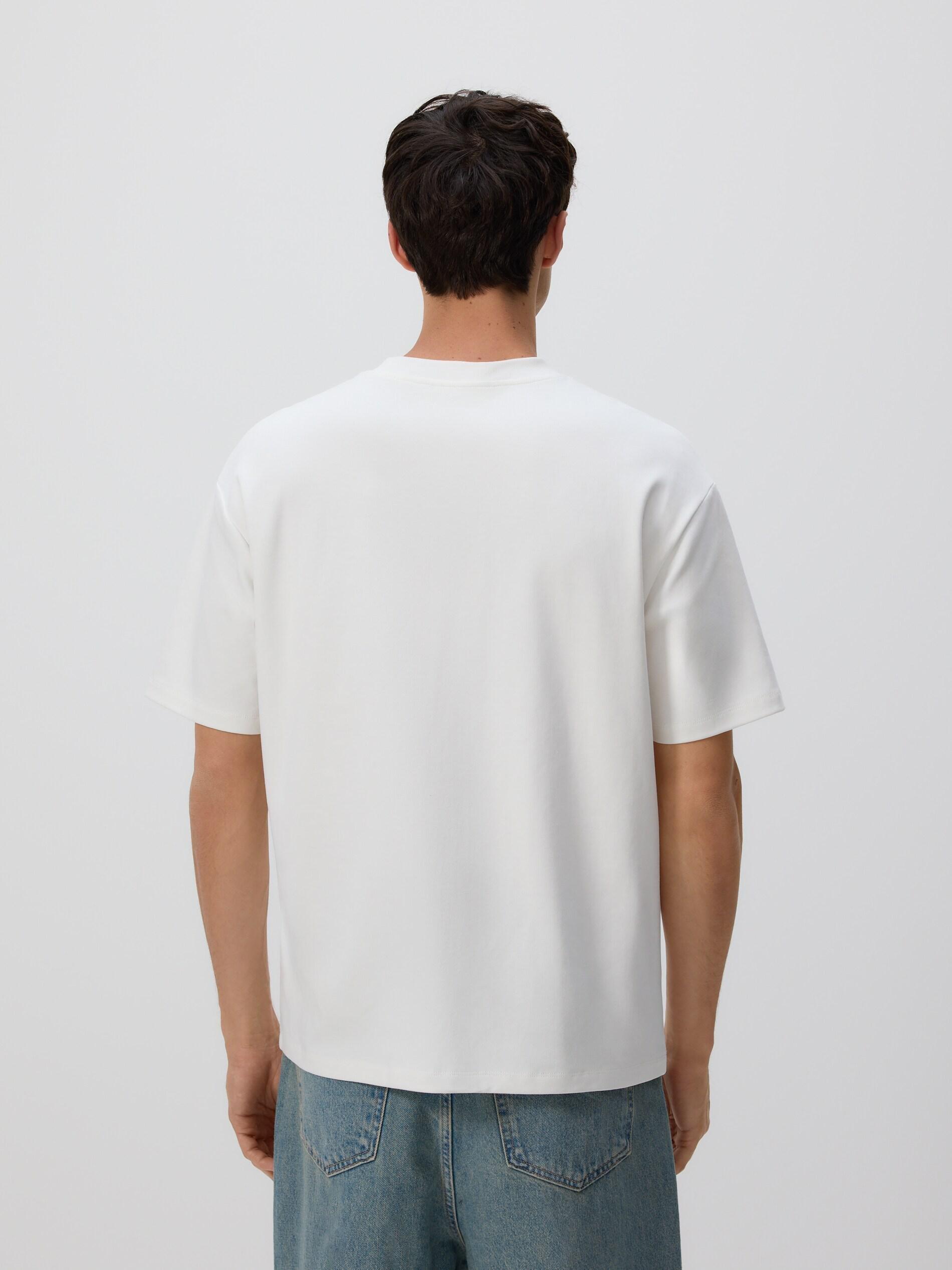 White Boxy T-Shirt With Embroidery, Ivory, large image number 3