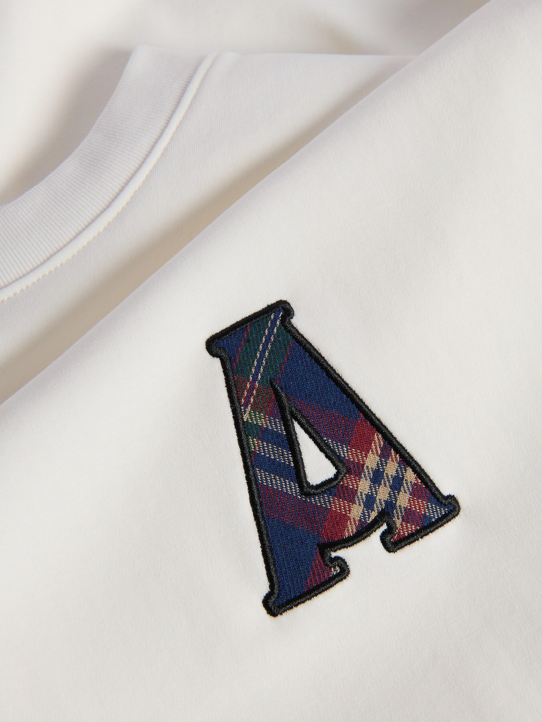 White Boxy T-Shirt With Embroidery, Ivory, large image number 5