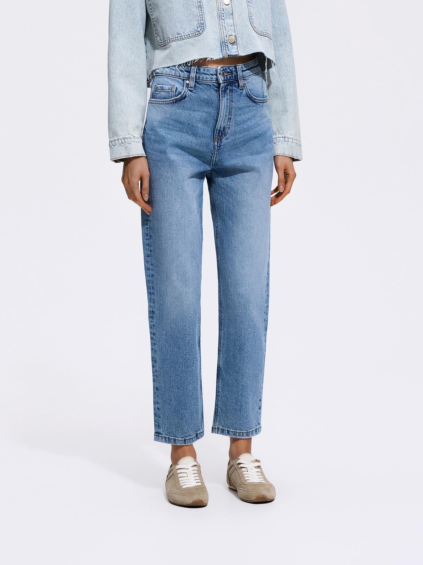 Blue Mom Fit Slim Jeans, Blue, large image number 0