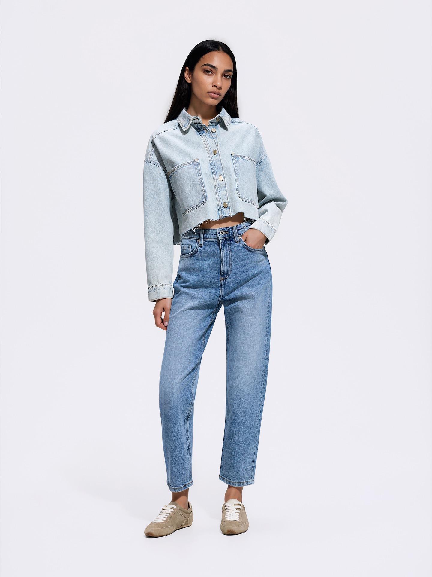 Blue Mom Fit Slim Jeans, Blue, large image number 2