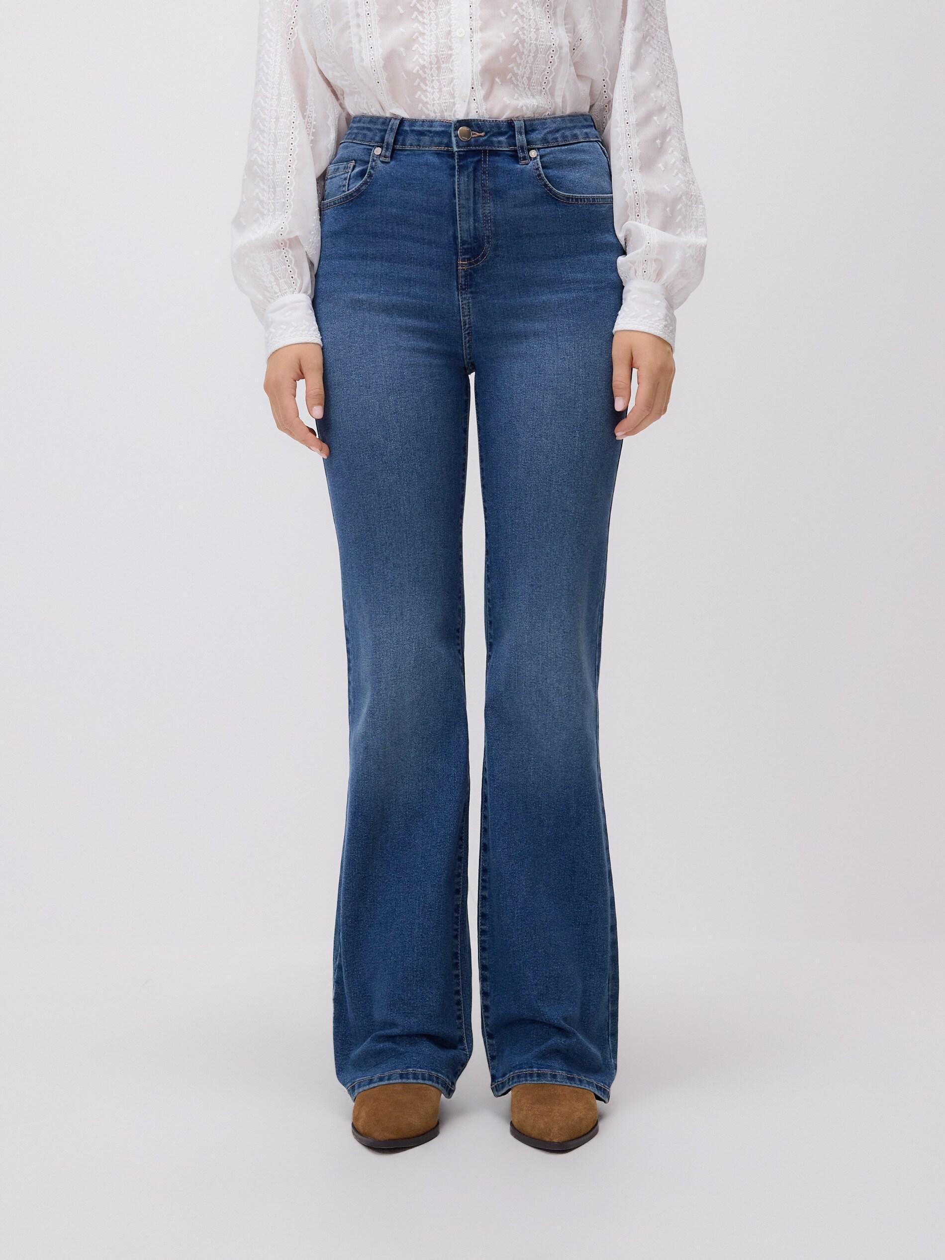 Blue High Waist Flare Jeans, Blue, medium